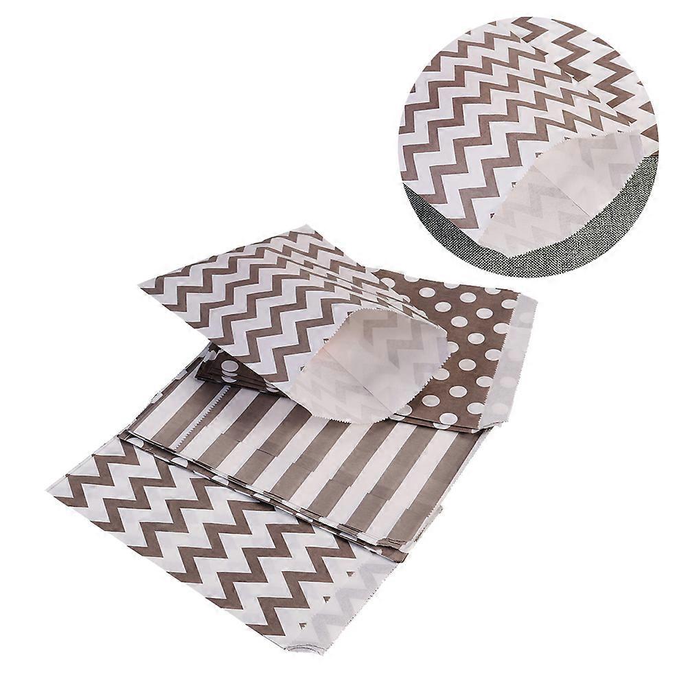 24pcs Candy Bags with Striped Dot and Wavy Shape Paper Bags for Wedding Birthday Party Candy Container 3 Patterns Mixed Grey