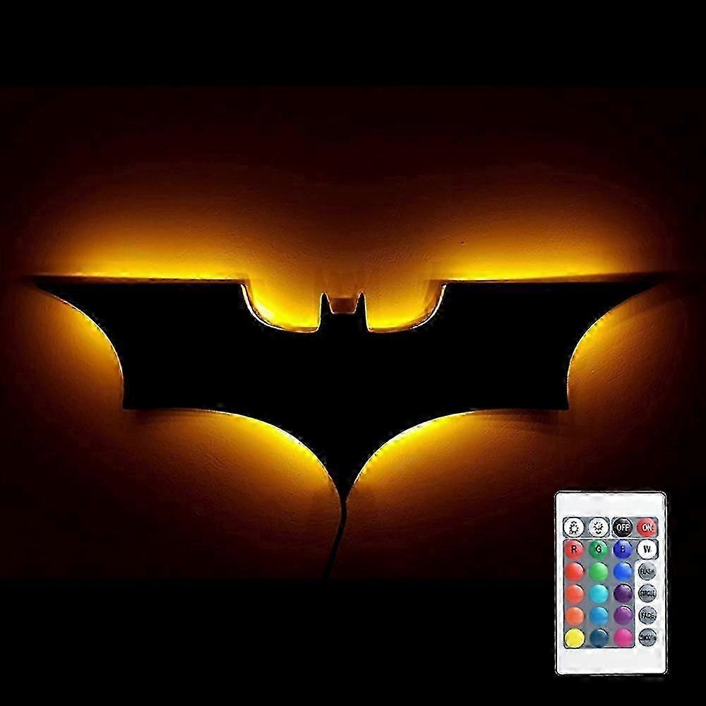 Creative 3D Bat Wall Lamp RGB LED Bedside Game Room Bar Decorative Light with Remote Control - Battery Type