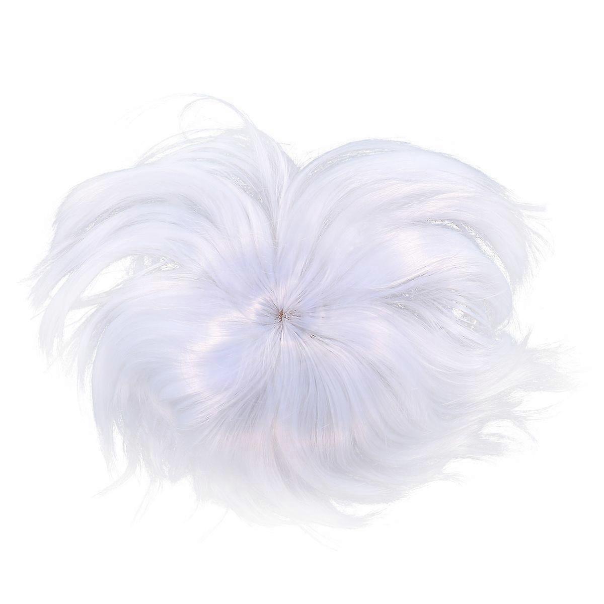 1PC Short Straight Hair Wig Asymmetric Natural Looking Fashion Net Hair Wig for Women Lady (White)