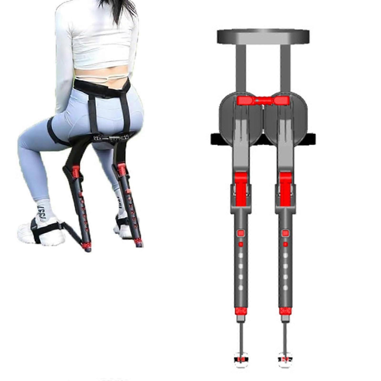 Portable Invisible Chair Adjustable Outdoor Wearable Stool With Five Height Settings 150Kg/330Lb Capacity For Fishing