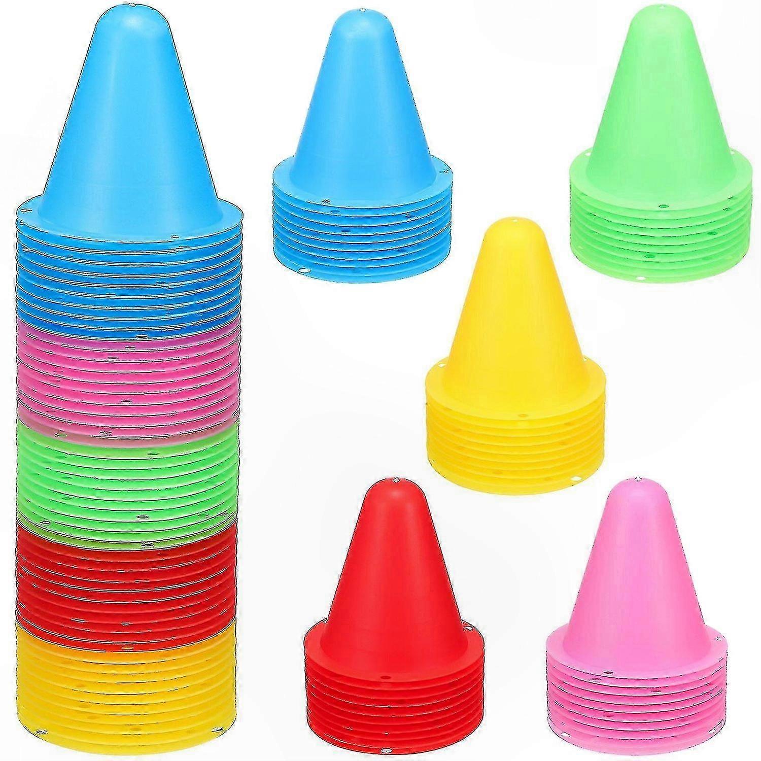 50 Pack Small Training Cones for Sports and Classroom Activities Flexible Durable Cone Set for Soccer Drills and Exercise Portable and Lightweight