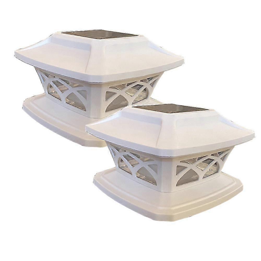 2 Pcs Solar Fence Post Lamp Post Head Light