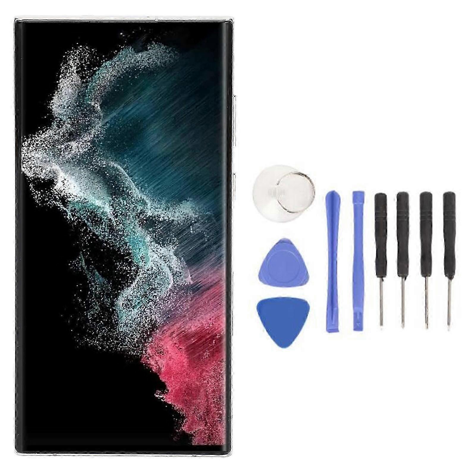 6.8in Replacement Screen for Galaxy S22 Ultra 5G SM S908B EU International Version Touch Display Digitizer Repair Parts with Frame Fingerprint