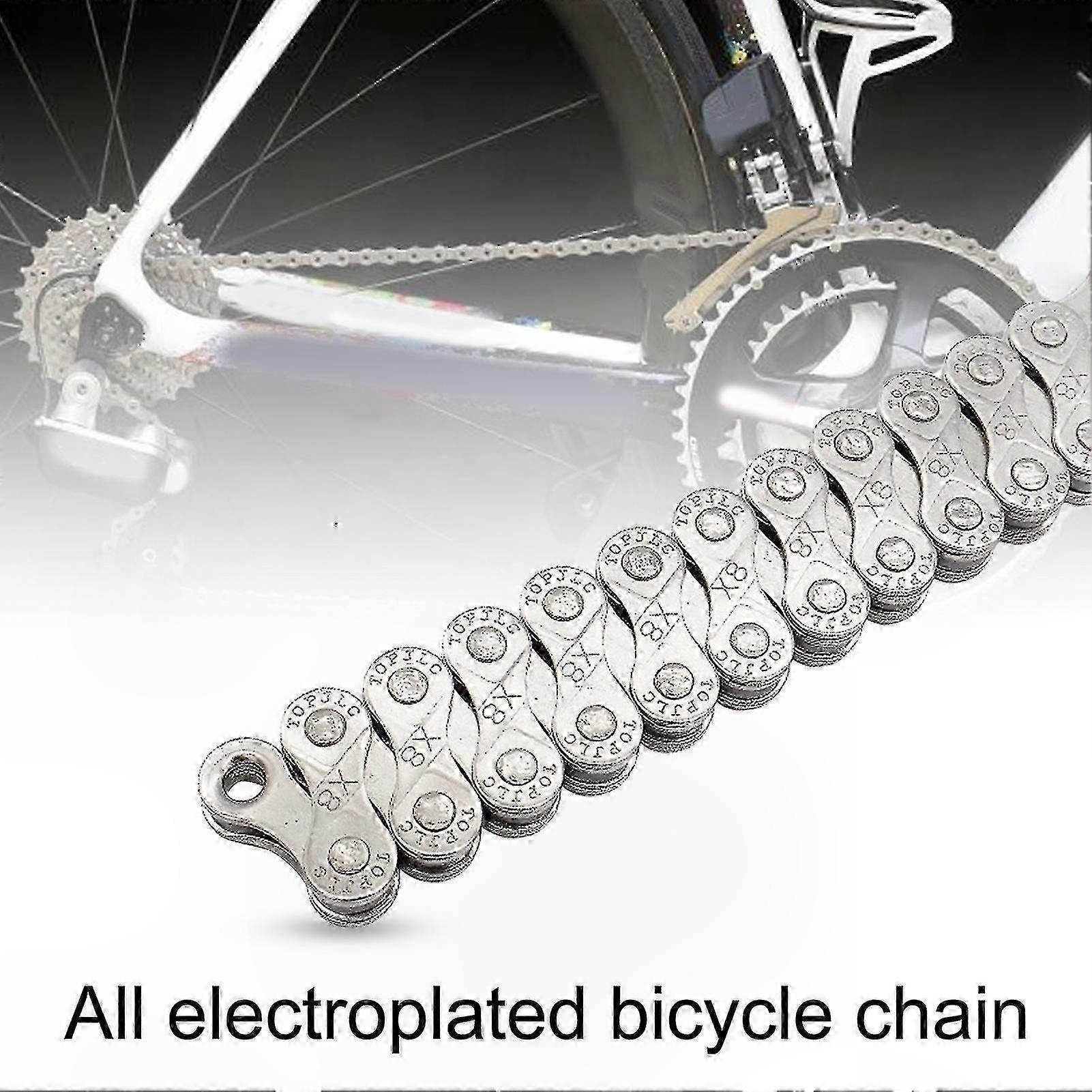 116-Link Fully Electroplated Bike Chain for 6/7/8/18/21/24-Speed MTB, Durable and Professional Bicycle Chain Connection