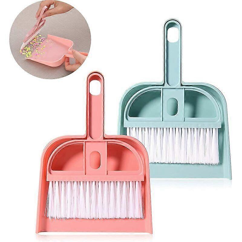 2 Pieces Mini Dustpan and Brush Set, Small Broom and Dustpan Cleaning Set -