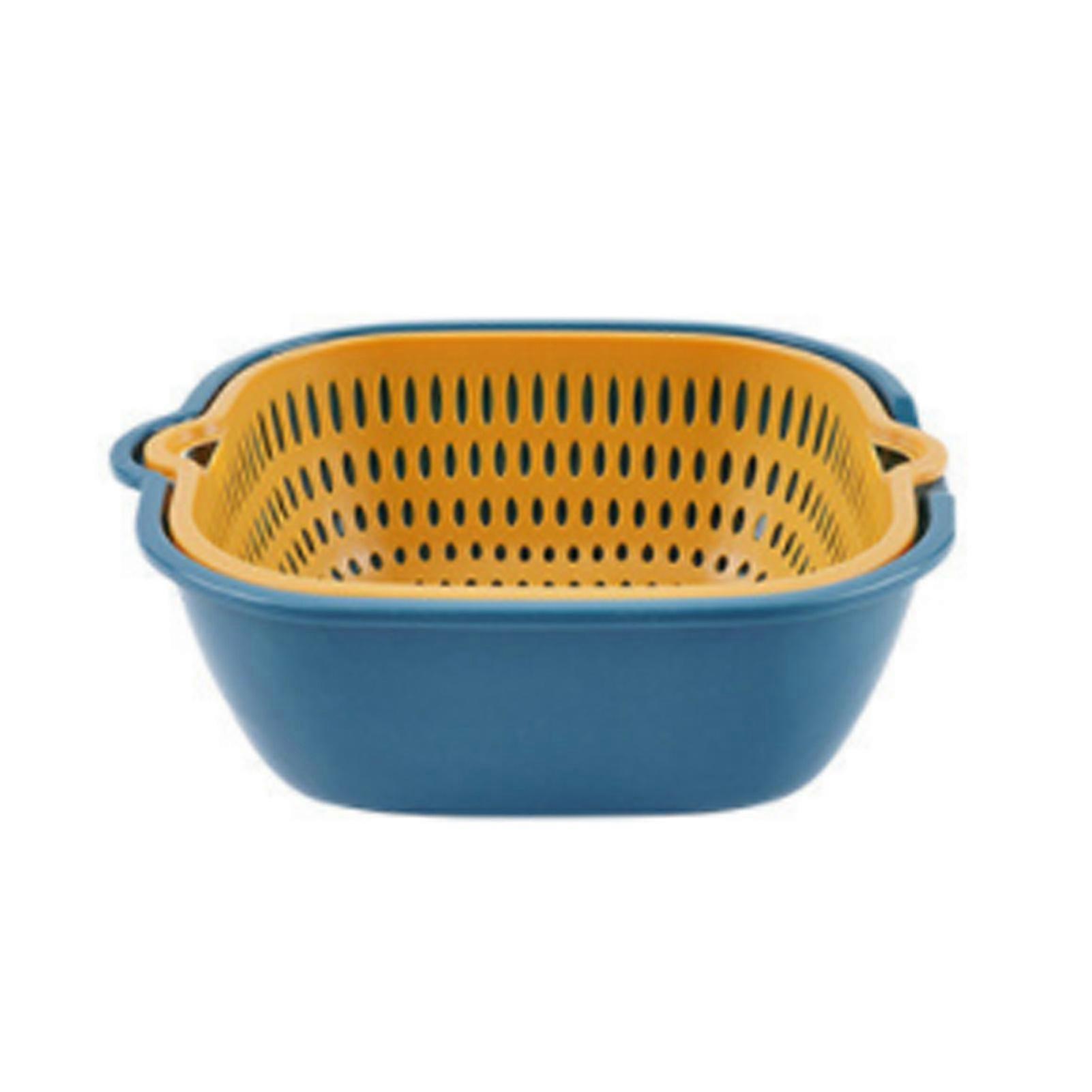 2-in-1 Plastic Vegetable Washing Basket & Fruit Strainer Bowl Set