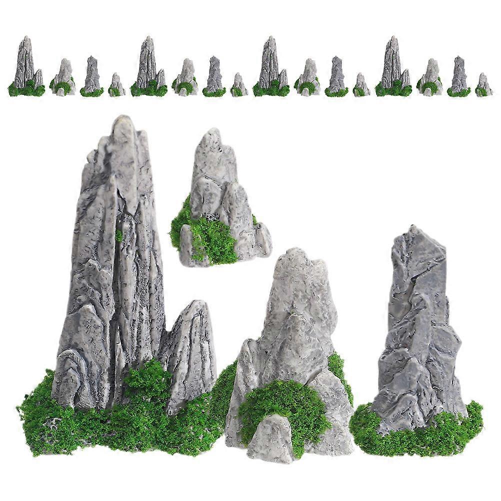 Miniature Rockery Bonsai Rockery Mountain Statue for Decoration 40Pcs Grey Resin