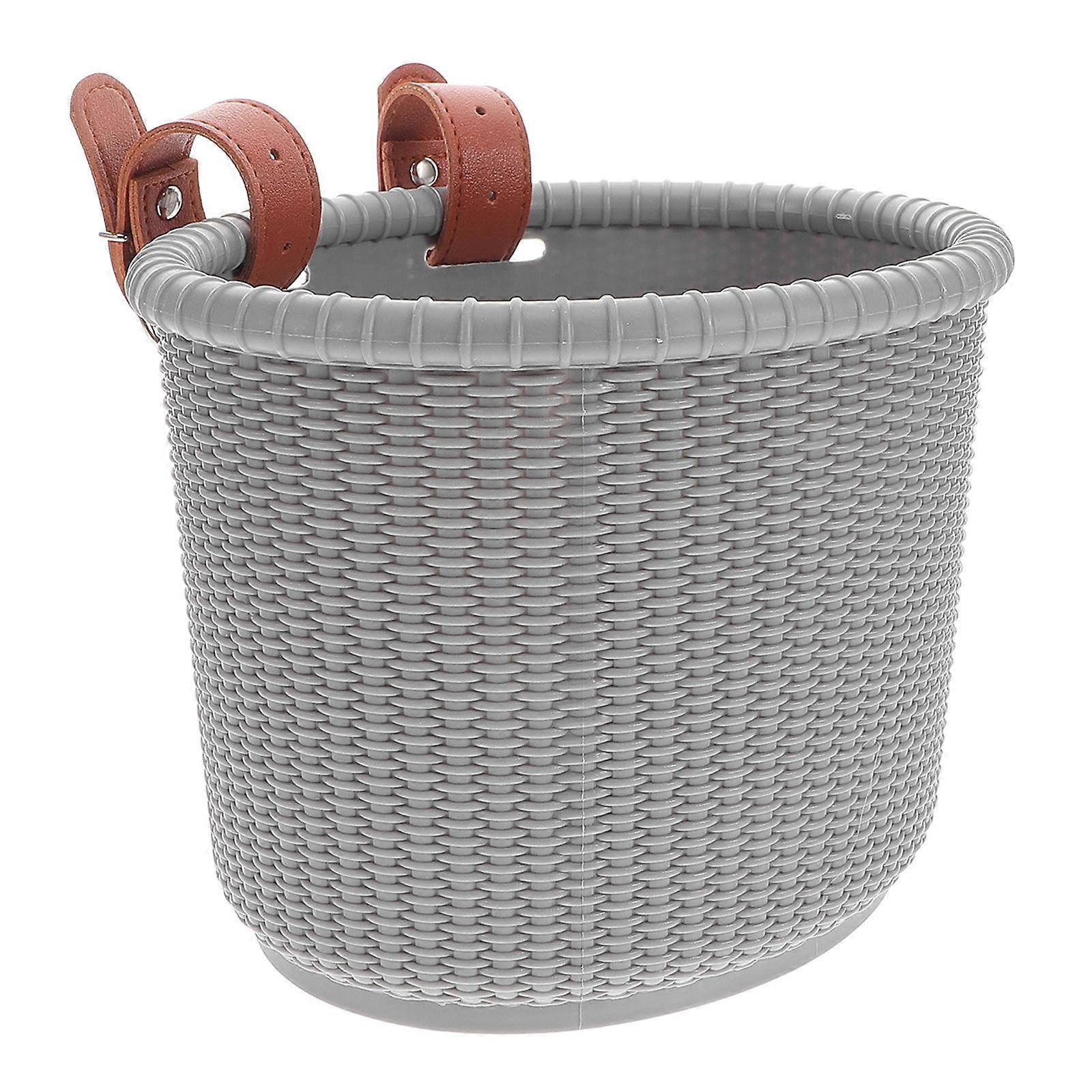 Kids Bicycle Front Basket with Strap for Outdoor Use Plastic Bike Basket