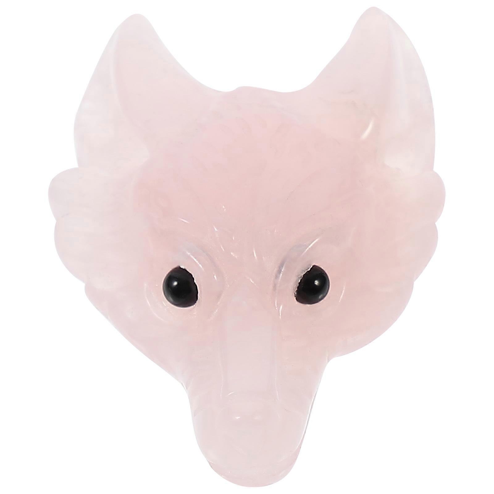 Wolf Head Shape Natural Stone Accessory For Craft Projects 1Set Elegant Pink 4X2.5X1CM