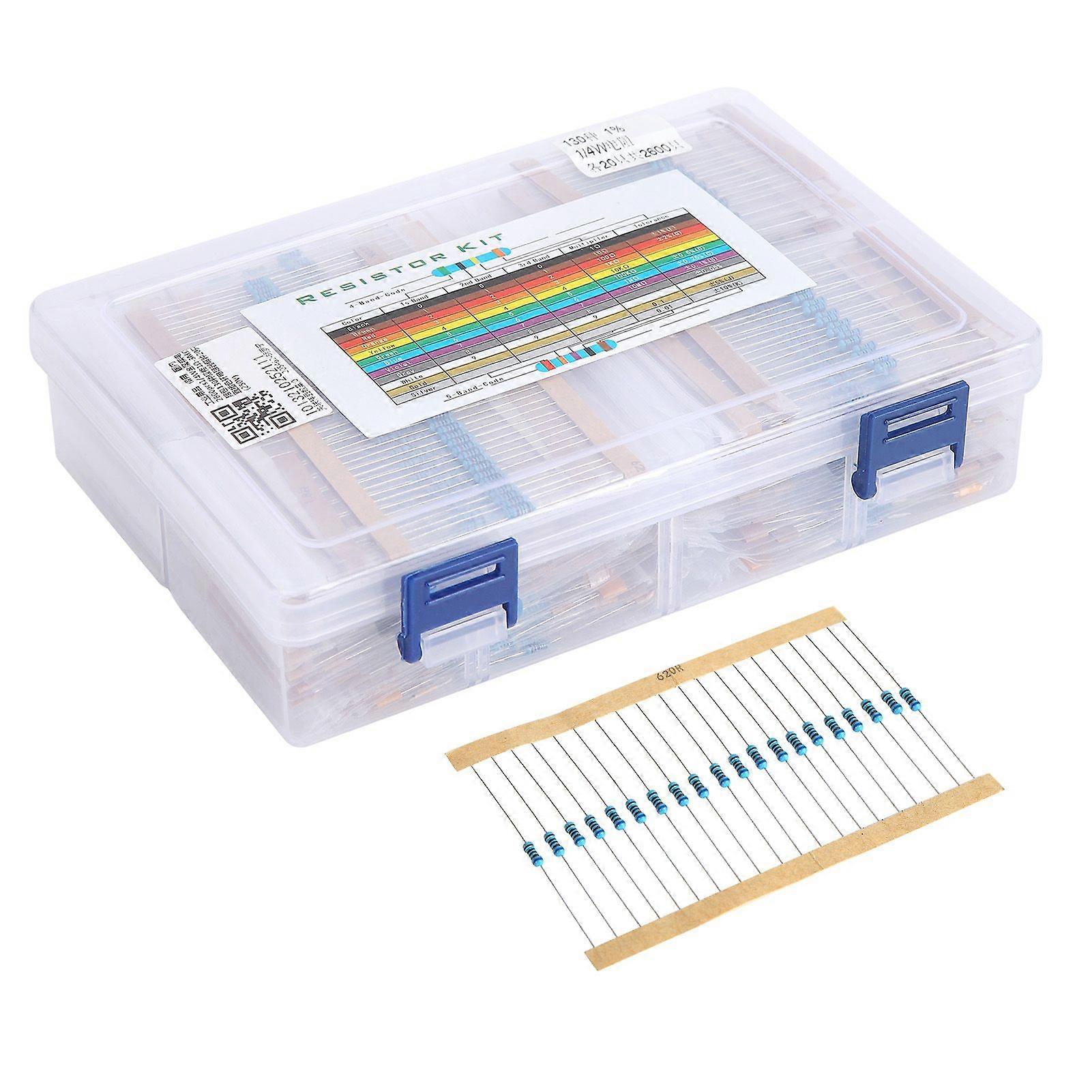 2600 Pcs High Accuracy Insulation Heatresisting Anticorrosion Assorted Resistors for DIY Projects Experiments