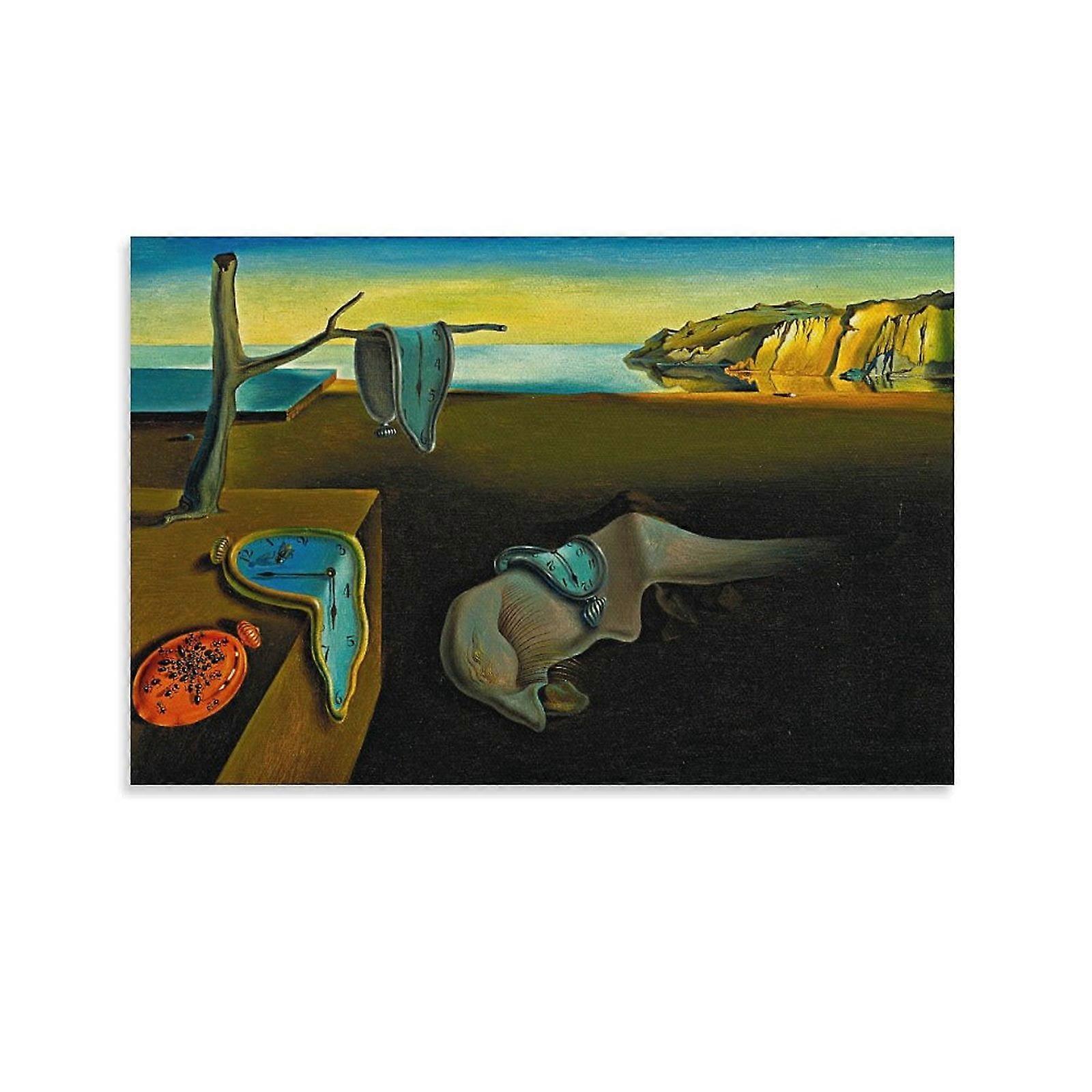Dali Persistence of Memory Canvas Print 16x24in - Compatible with Modern Room Aesthetic, Cool Artwork Wall Decor, Home Gift