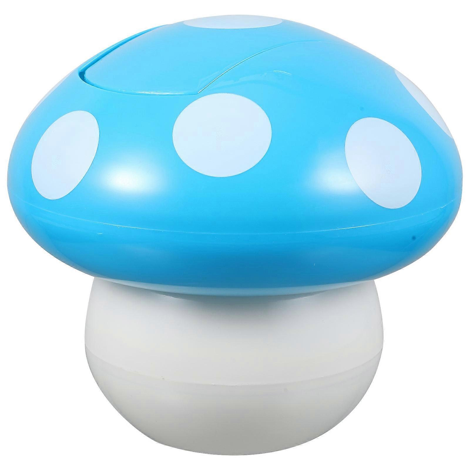 Desk Trash Can Mushroom Shaped for Convenient Use 2Pcs Blue ABS