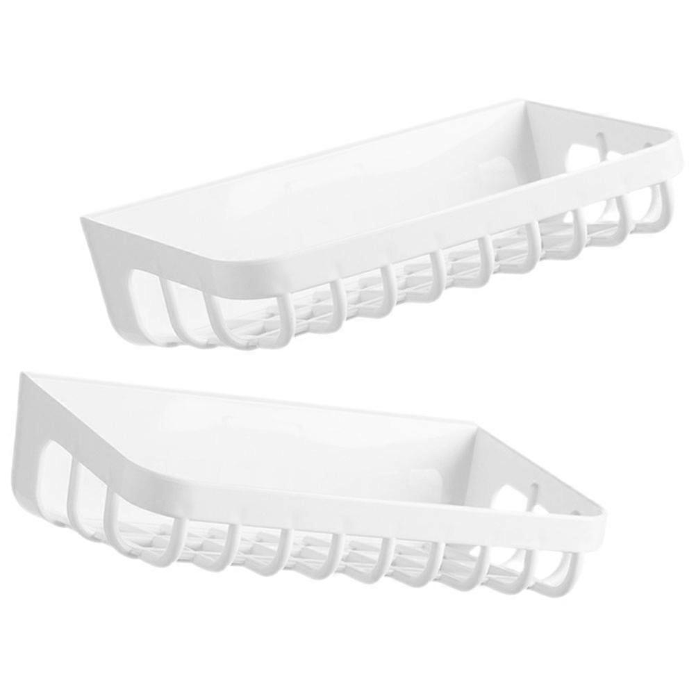 2Pcs No Drilling Shower Baskets Adhesive Organizer For Bathrooms Crafted From HIPS In Modern Simple Style