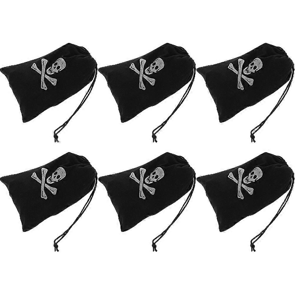 Halloween Drawstring Bags Black Polyester Candy Pouches for 18Pcs