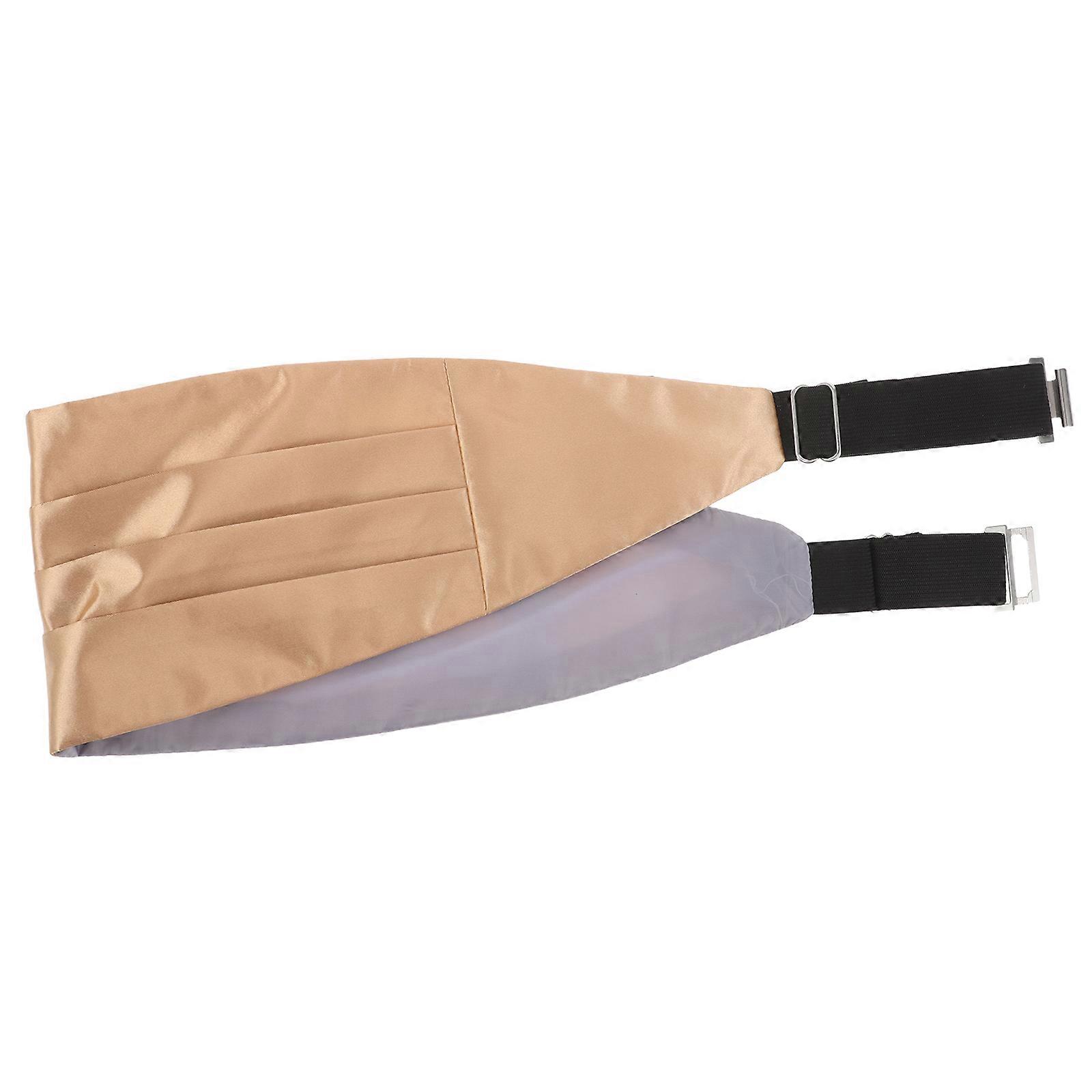 3Pcs Beige Satin Adjustable Cummerbund for Men Formal Wedding Suit Accessory