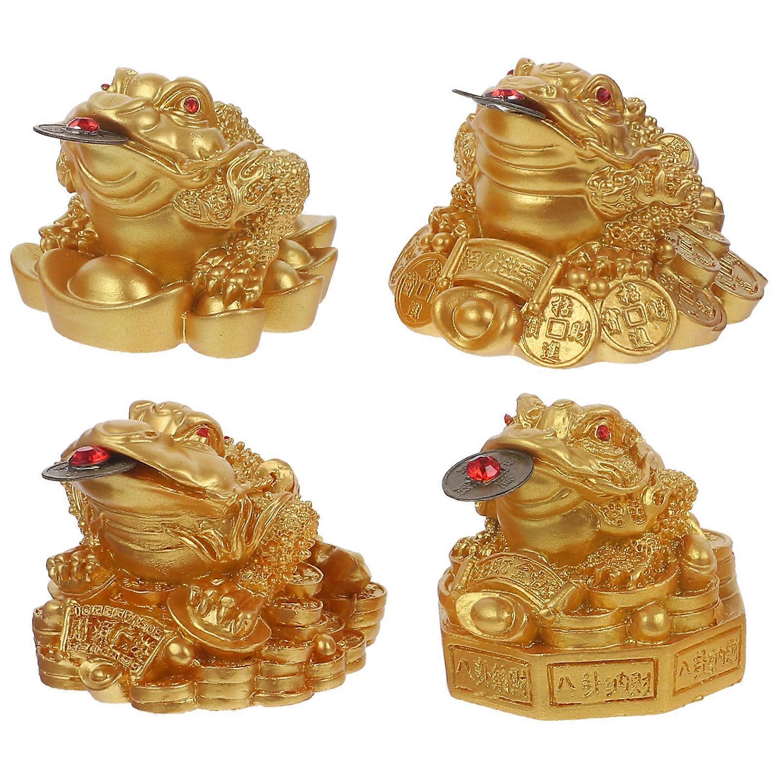 Luck Frog Statue Resin Decor for Desktop 12Pcs Fortune Charm Figurines