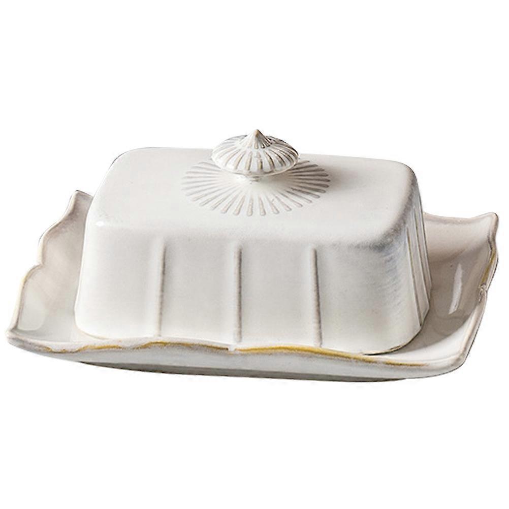 Rectangular Dessert Storage Tray with Lid for Commercial Kitchen and Home Use 19.3X14.2Cm White Ceramic with Storage Function 2 Sets