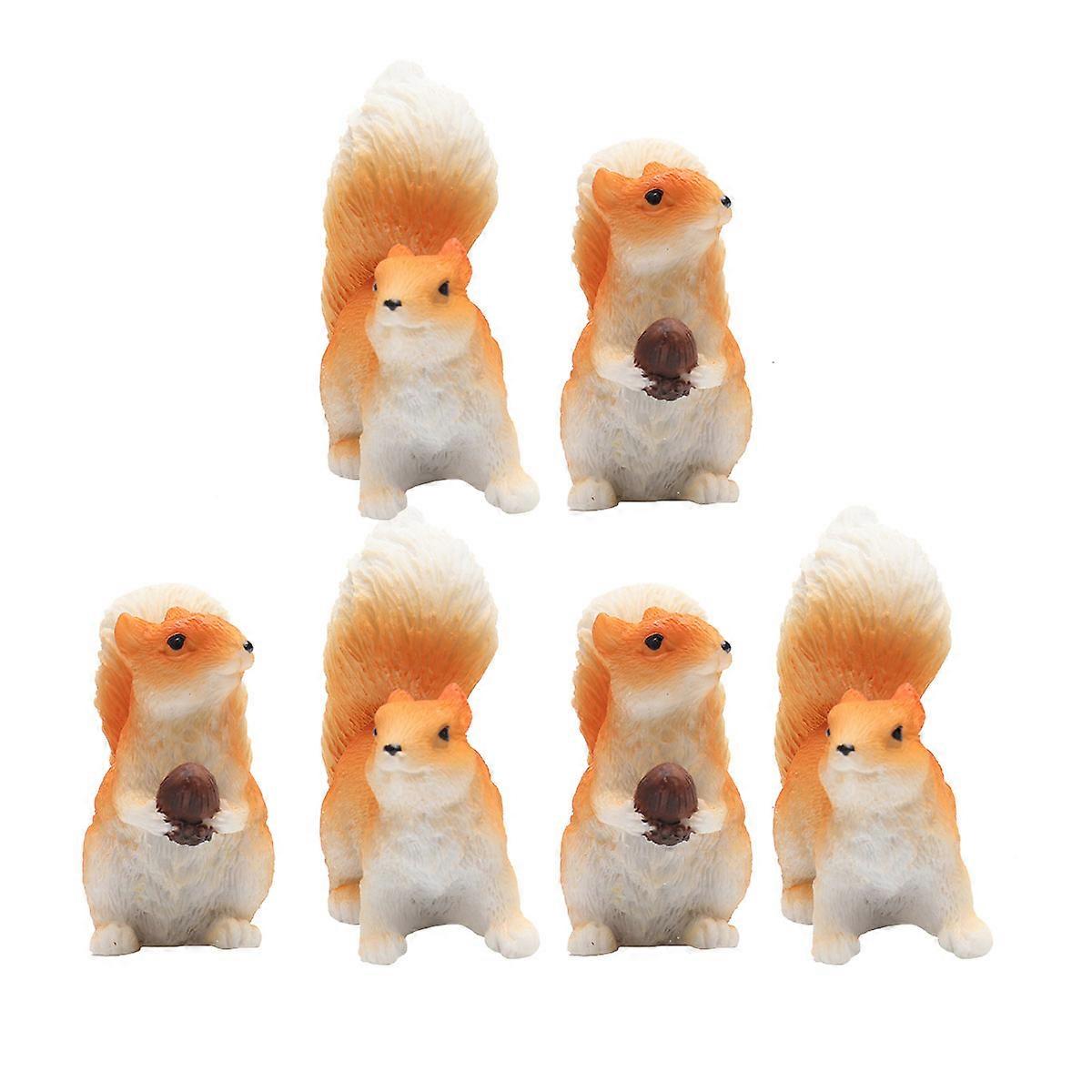 Adorable Simulated Squirrels Resin Squirrel Ornament for Decor 6Pcs