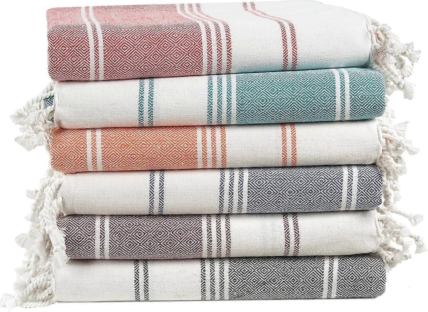 2025 Latest Model 6-Pack Oversized Pre-Washed Beach Towels, Stylish Quick-Dry