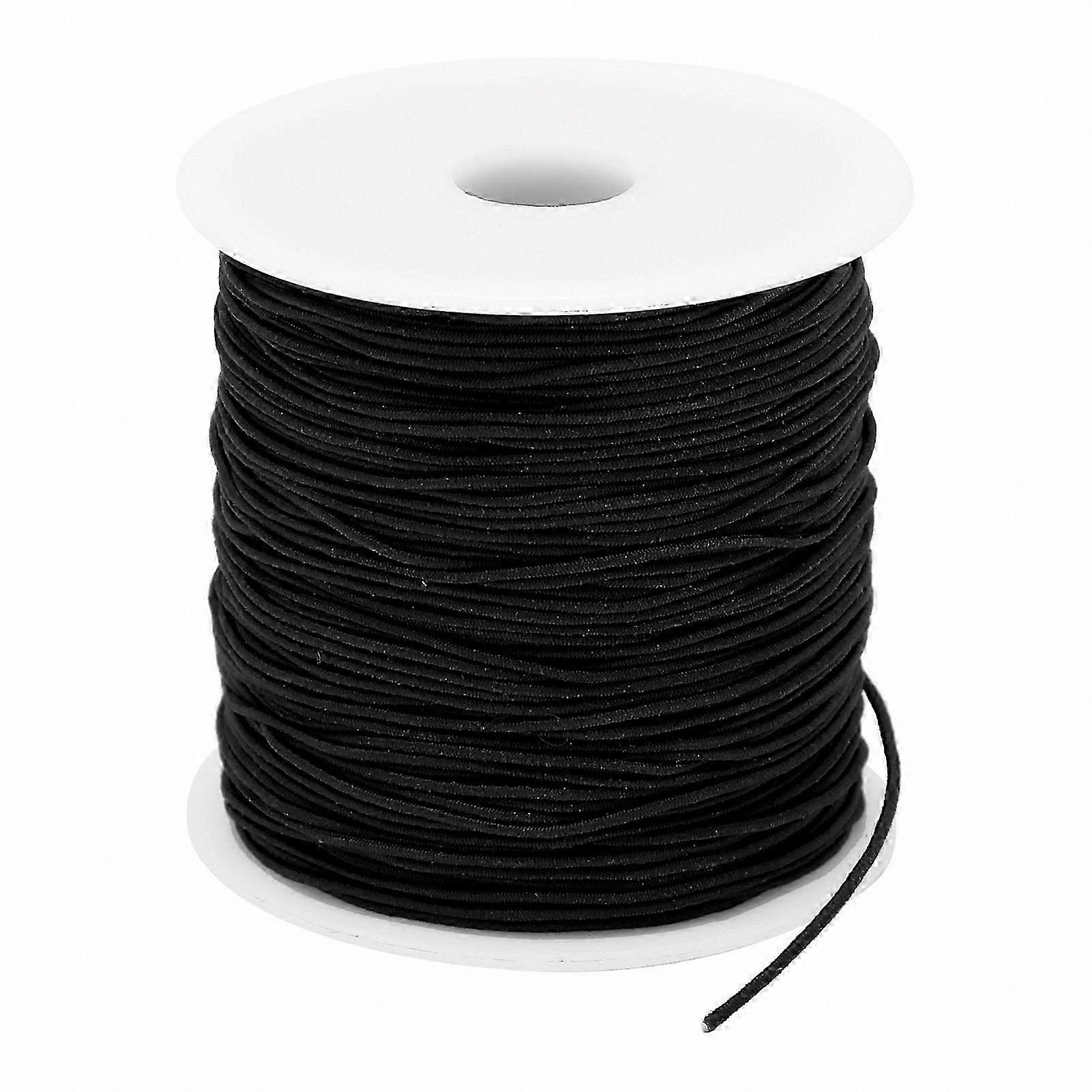Black Elastic Cord 1mm x 100m for Beading, Jewelry Making, and Bracelets