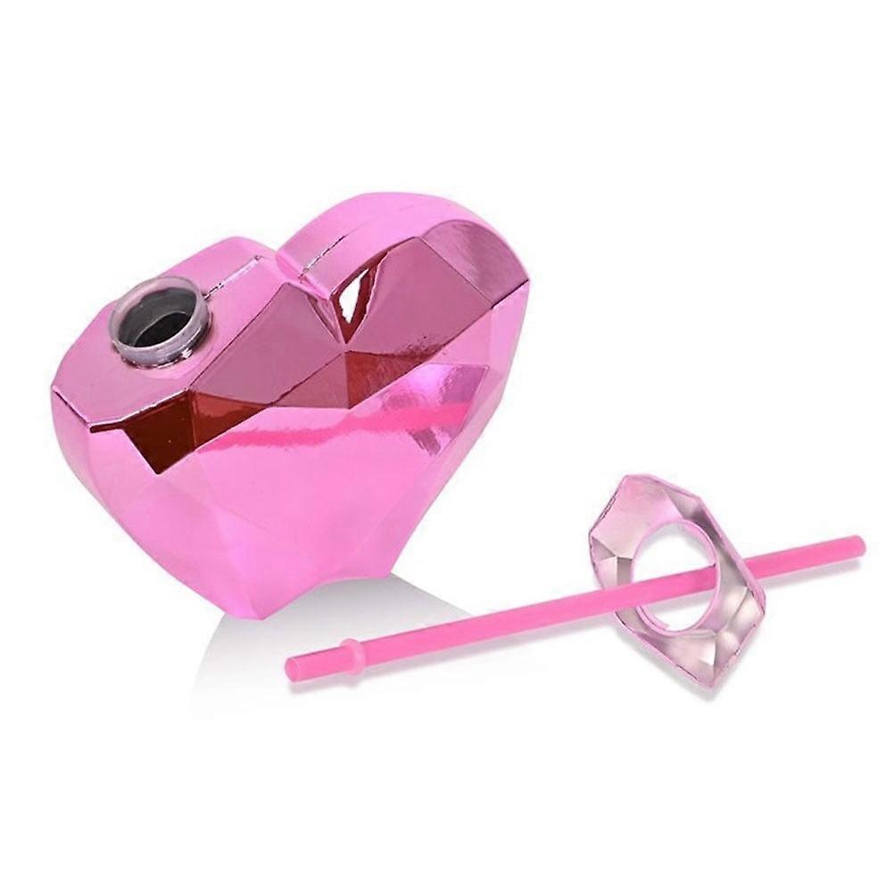 Disco Drinking Cups Cocktail Party Heart Shape Plastic Cups With Straws (Pink)