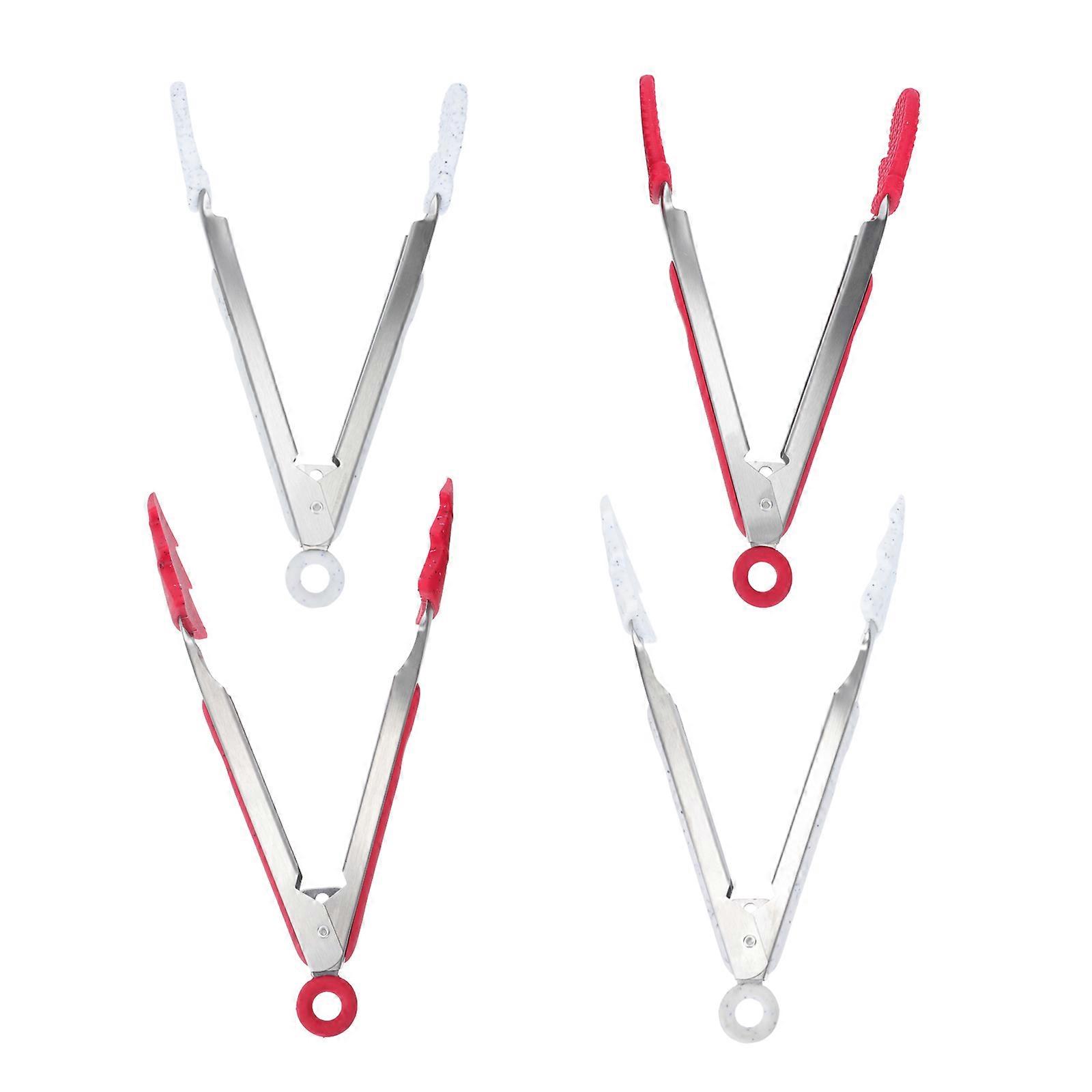 Silicone Christmas Themed Clips 4Pcs Assorted Color Comfortable Handling Barbecue Tongs for Home Use