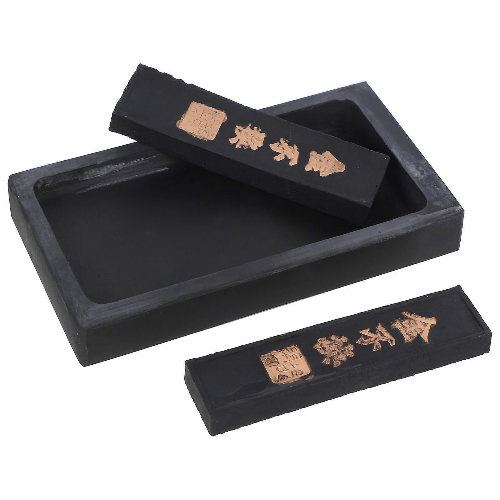 Cultural Practice Calligraphy Inkstone With Grinding Ink Stick Ideal For Home Decor And Holiday Celebrations 4Set
