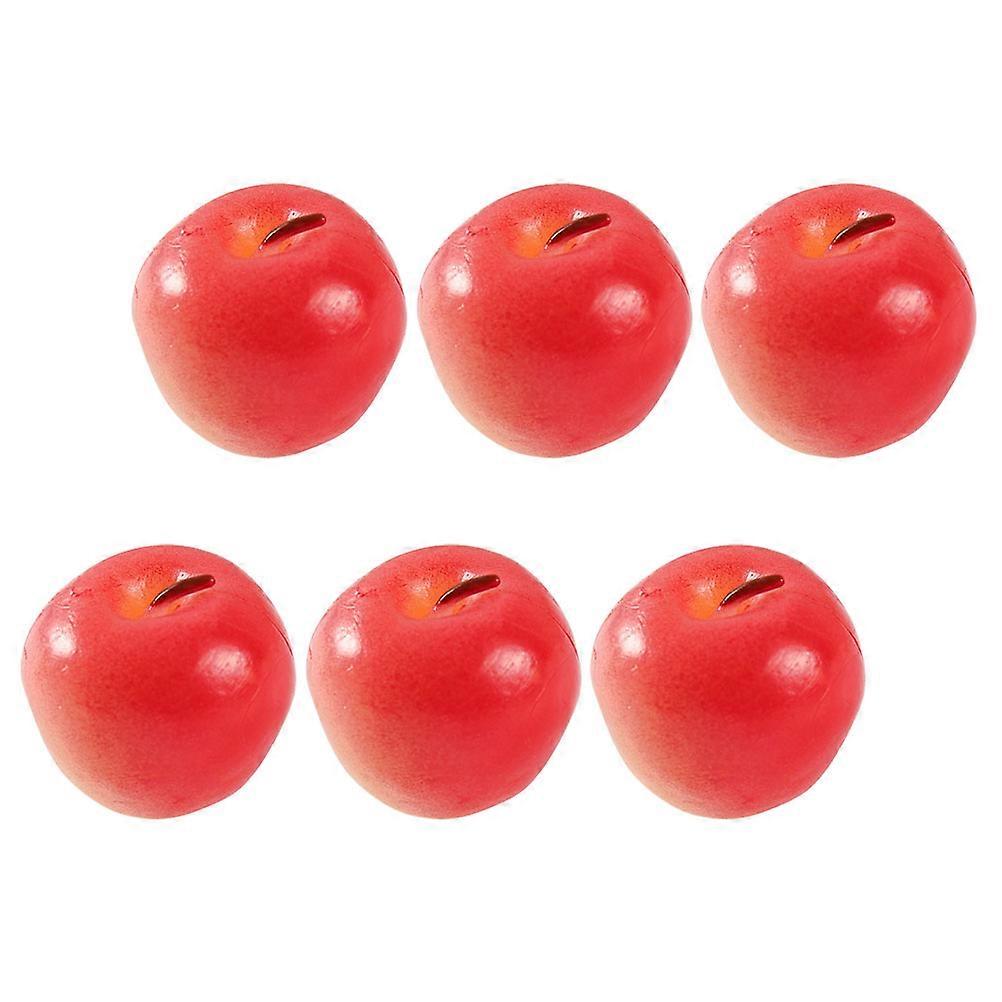 Mini Artificial Model for Decorative Use 6Pcs Red PVC Simulated Fruits
