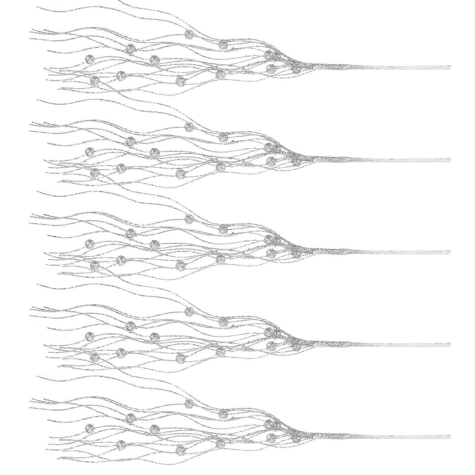 Plastic Artificial Branch Lifelike Stem for Decor 25Pcs Silver Simulation