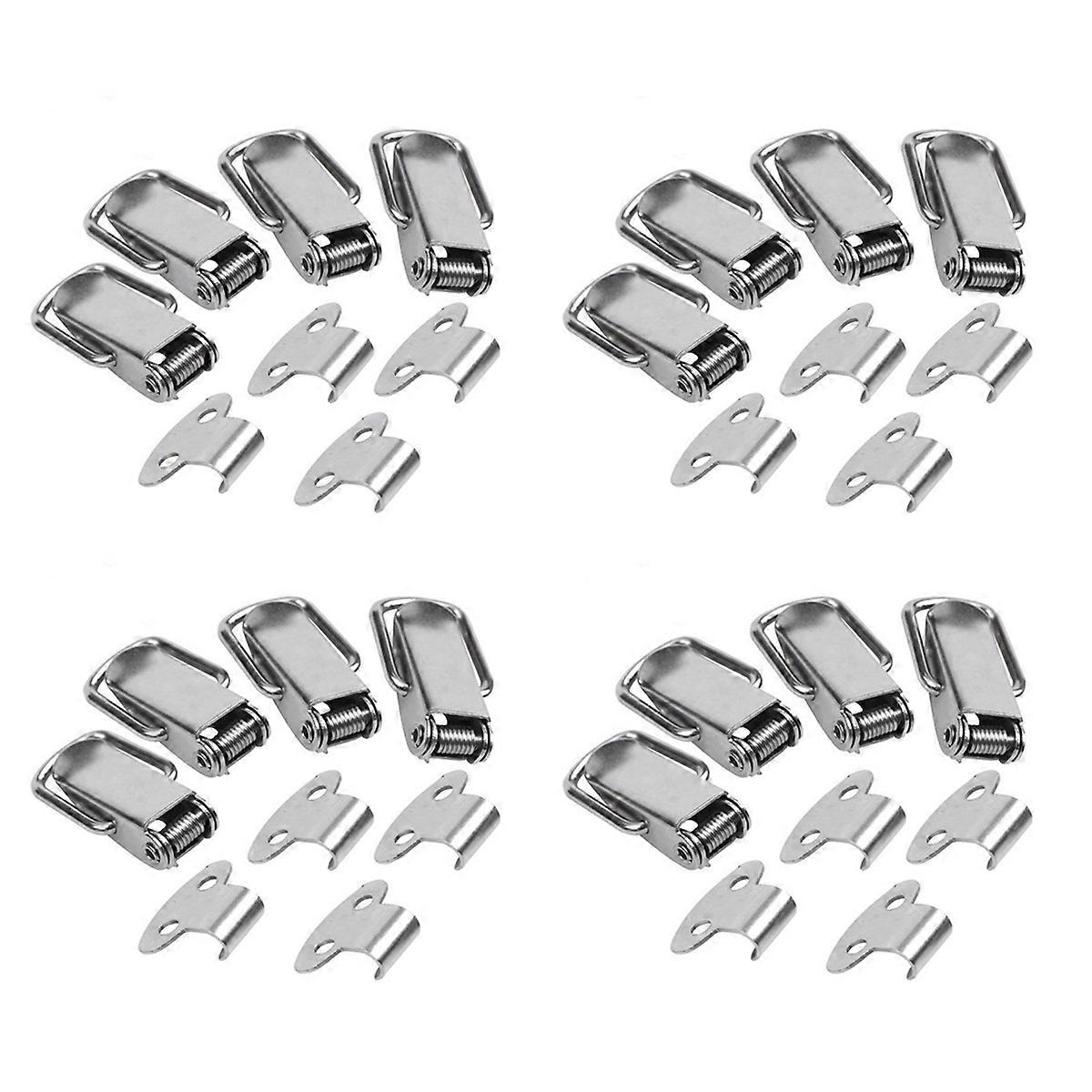 Cabinet Silver Tone Spring Loaded Toggle Switch Latch Hasp 4 pcs