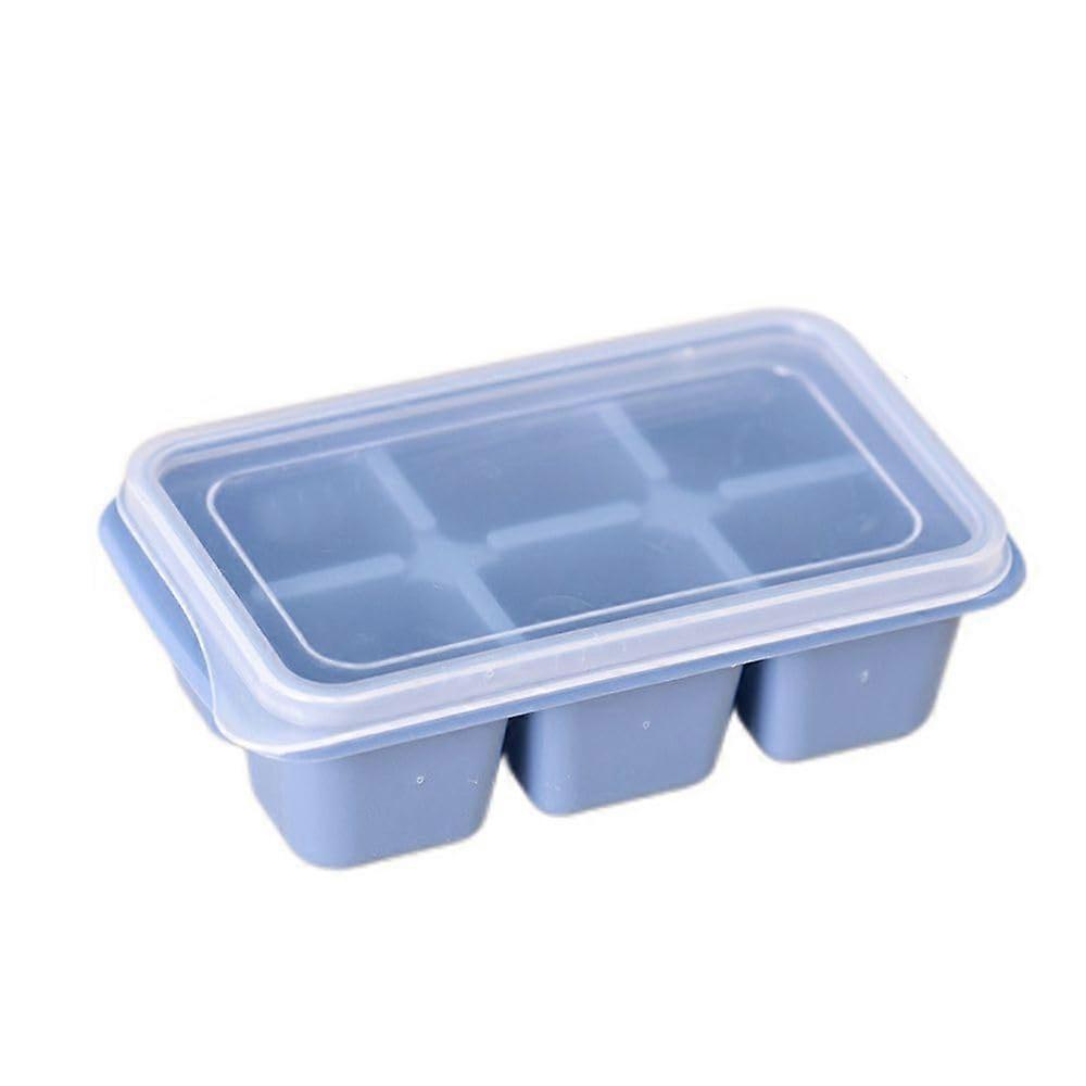 Silicone Ice Tray With Lid 6Cavity Ice Cube Mould, Light Blue, Ice Cube Tray For Home Bar Party