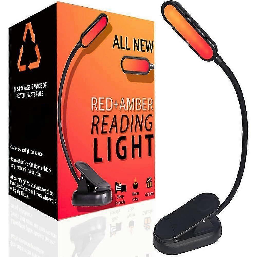 Reading Light + Red Light. Giftable Blue Light Blocking Book Light for Reading in Bedr