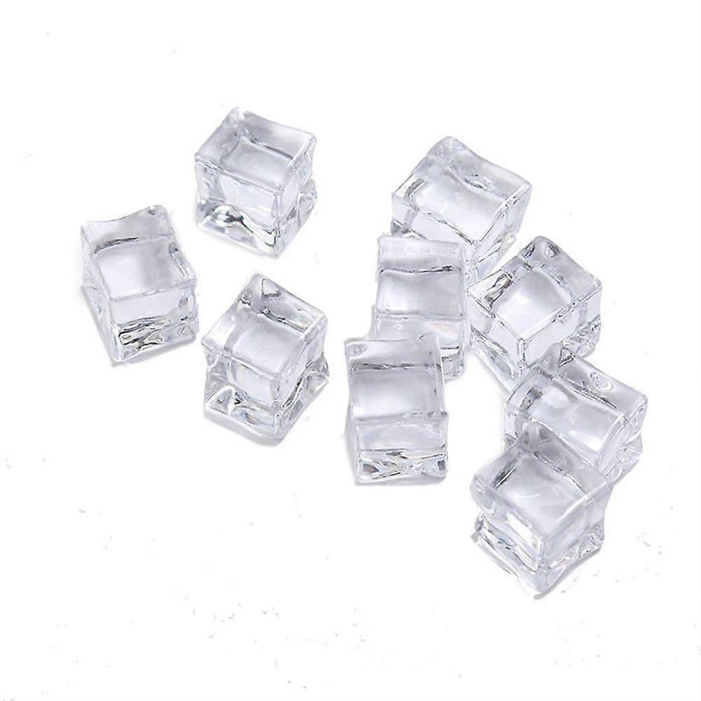 Acrylic Ice Cube 10 Pcs, Transparent Square Ice Cubes for Vase Fillers and Photo Props, Crystal Clear Decoration