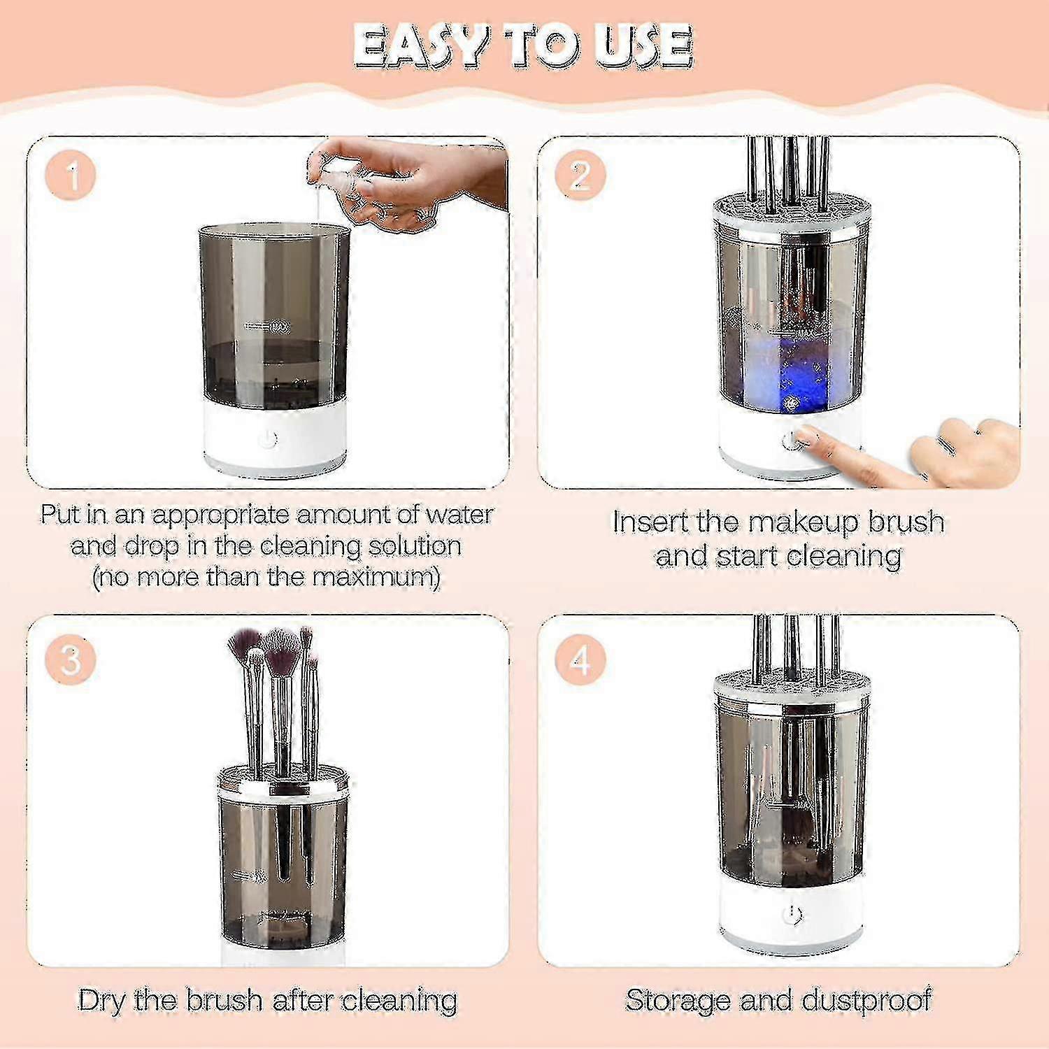 Electric Makeup Brush Cleaner Machine with Automatic Cleaning Function and Brush Clean Mat