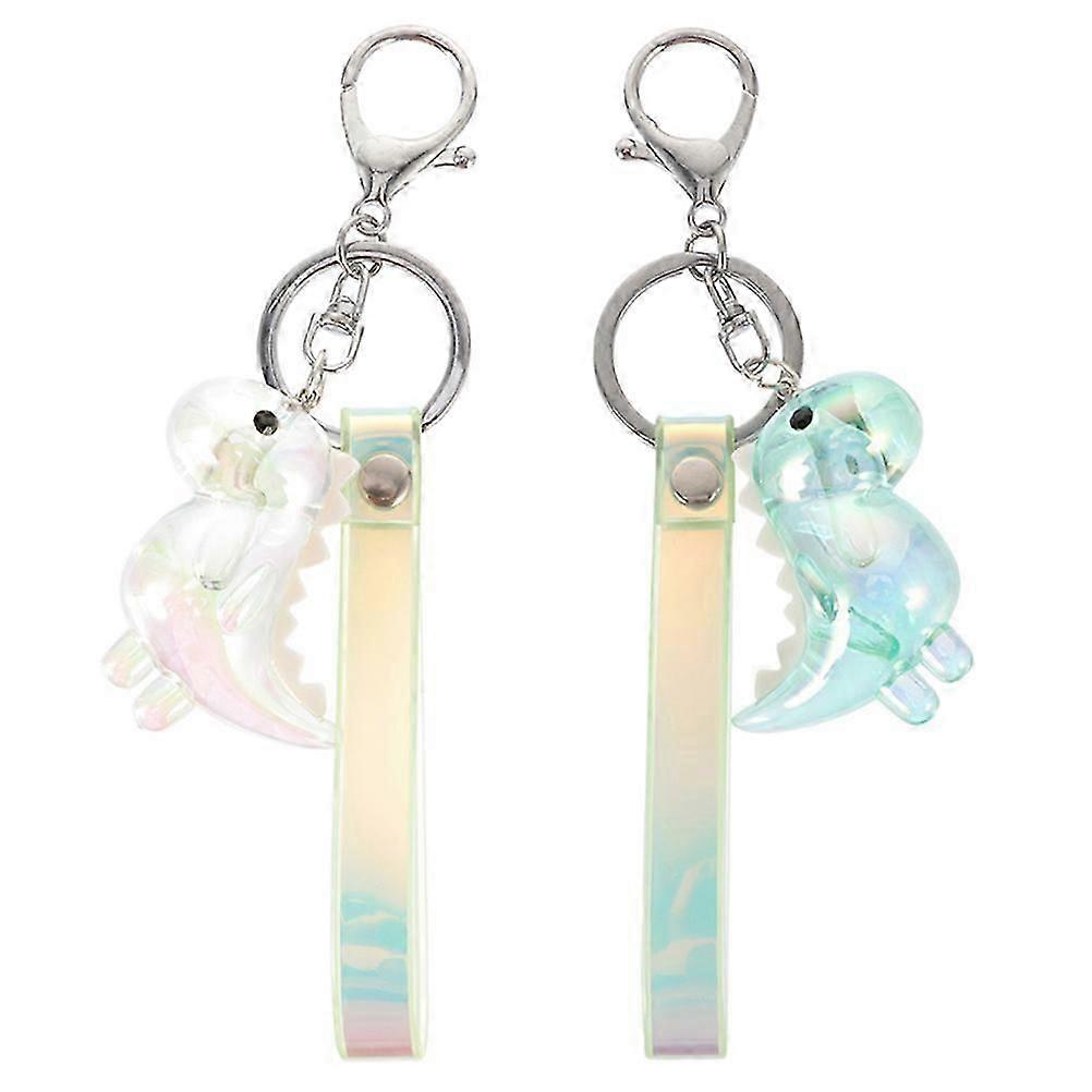 2Pcs Dinosaur Keychain Acrylic Dinosaur Key Ring Decorative Bag Pendant Key Chain