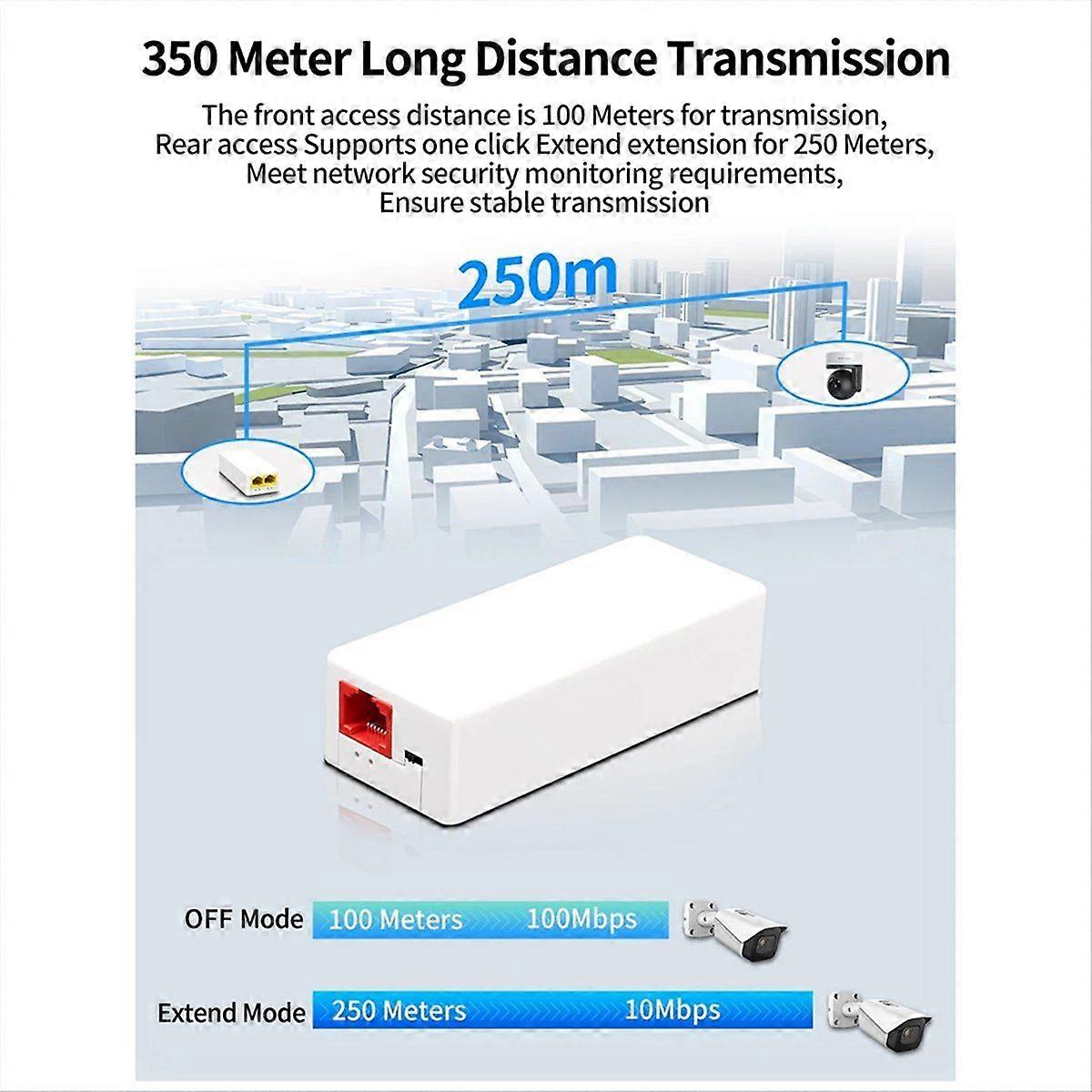 2 Port POE Repeater 10/100Mbps 1 to 2 for PoE Switch NVR IP Camera AP