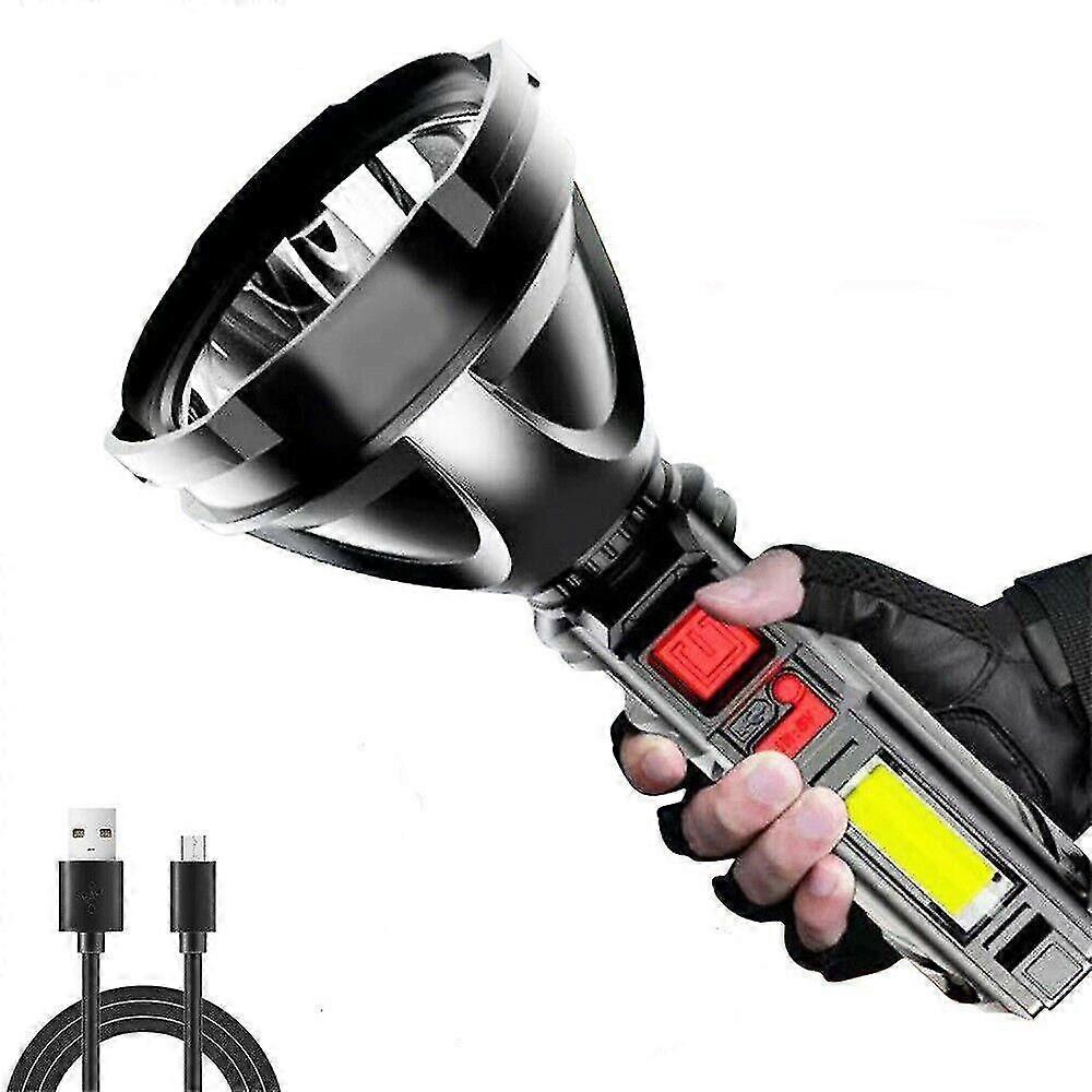 50000lm Led Cob Flashlight Usb Rechargeable Torch With Built-in Battery 4 Modes