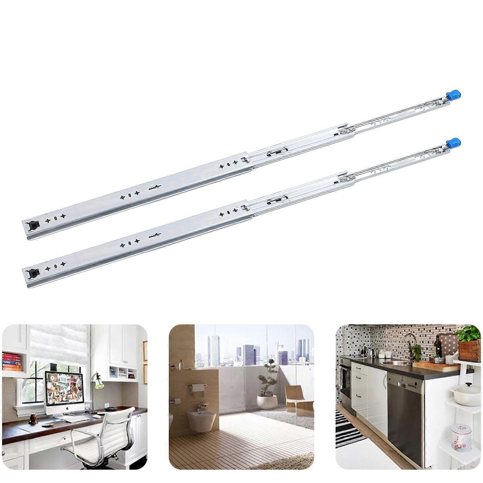 1 Pair of Drawer Slides Side Mount 40in Heavy Duty Locking Full Extension 3 Fold Ball Bearing 53mm Width 265lb Capacity 