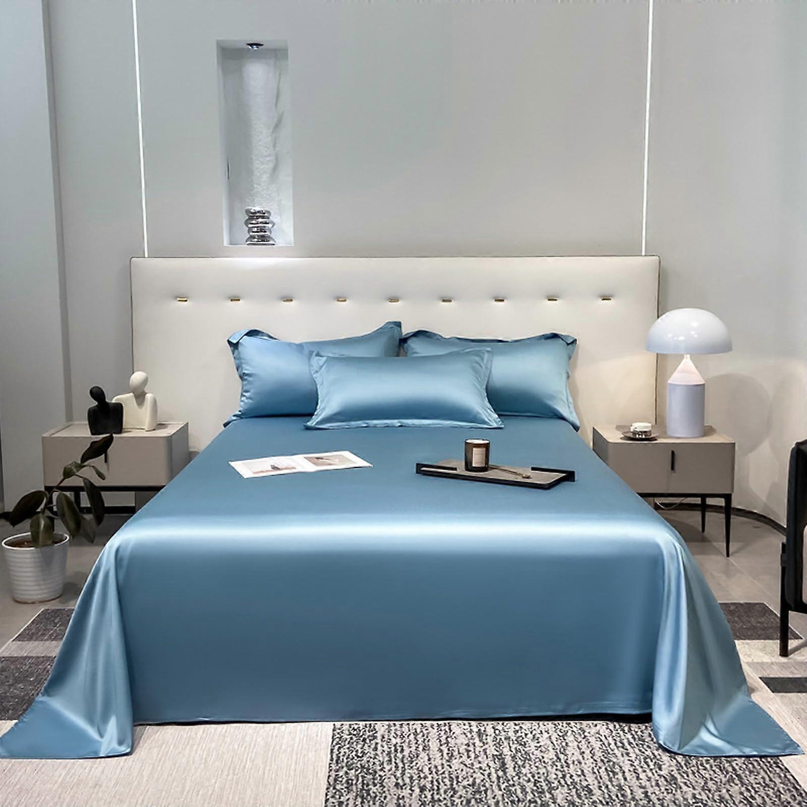 Stain Flat Sheets 245x250cm Soft Satin Bed Sheets Easy Care Comfortable