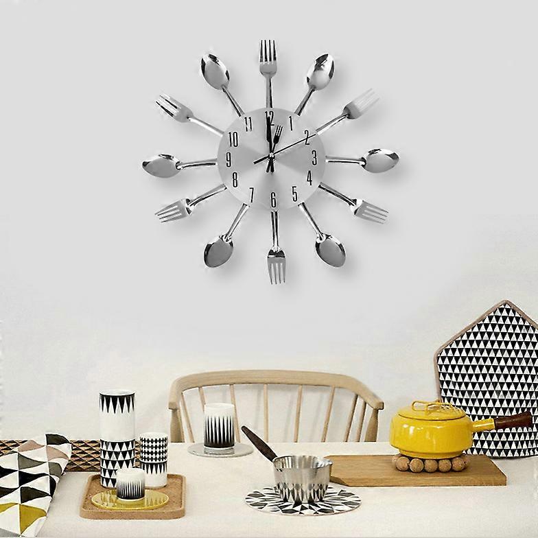 Christmas Cutlery Utensil Wall Clock Spoon Fork Hand Pointer Timer Display Decor