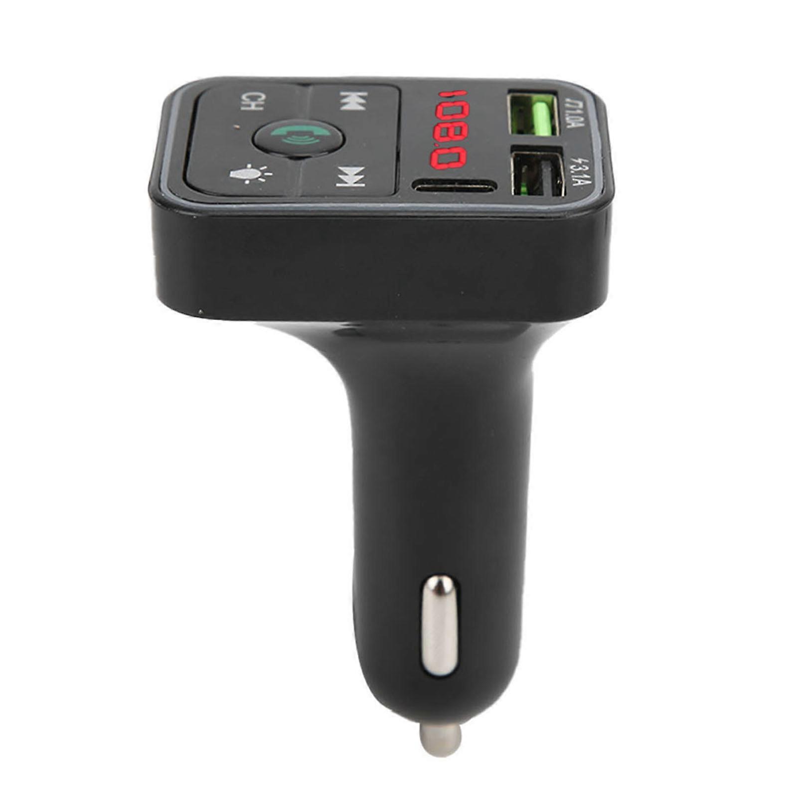 Car phone charger with Bluetooth FM transmitter and LED light