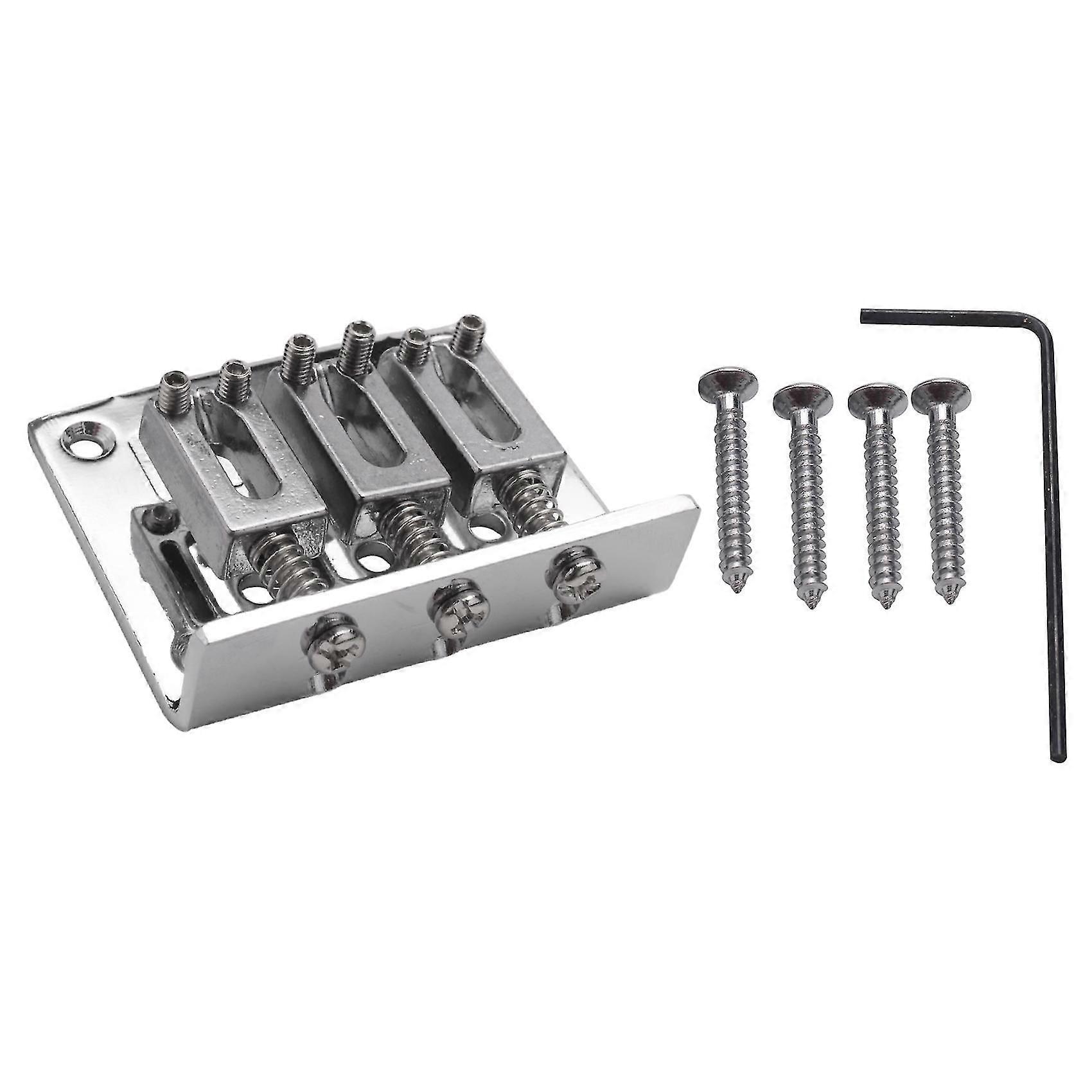 シガーボックスギターパーツ:3弦クロームハードテールアジャスタブルブリッジシルバーカラー-L