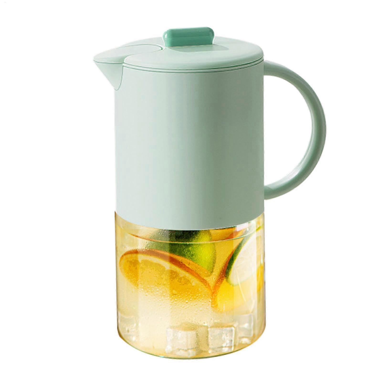 Glass Juice Pitcher 1500ml, HeatResistant Tea Pitcher With Handle, Drink Dispenser For Hot Or Cold Beverages, Green