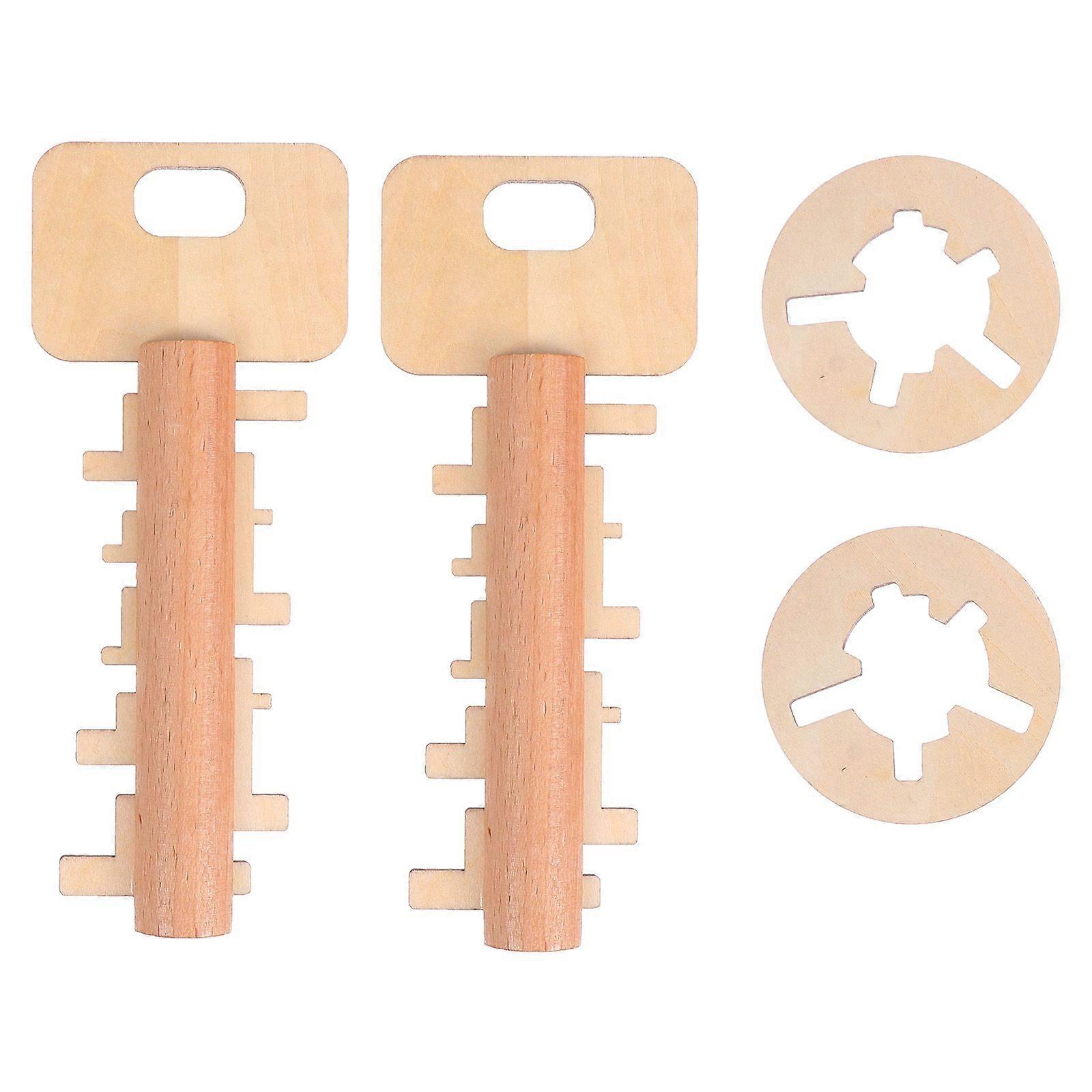 2pcs Luban Lock Toy Intellectual Key Toy Wood Kong Ming Lock Toy for Kids