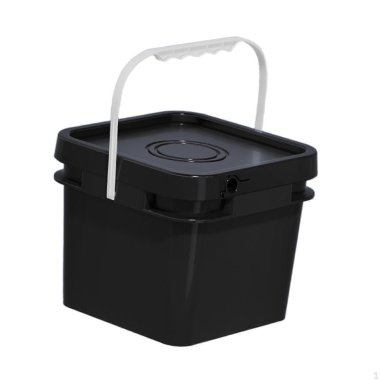 Portable Square Food Storage Bucket with Handle And Lid, Ideal for Fishing, Garage Camping.