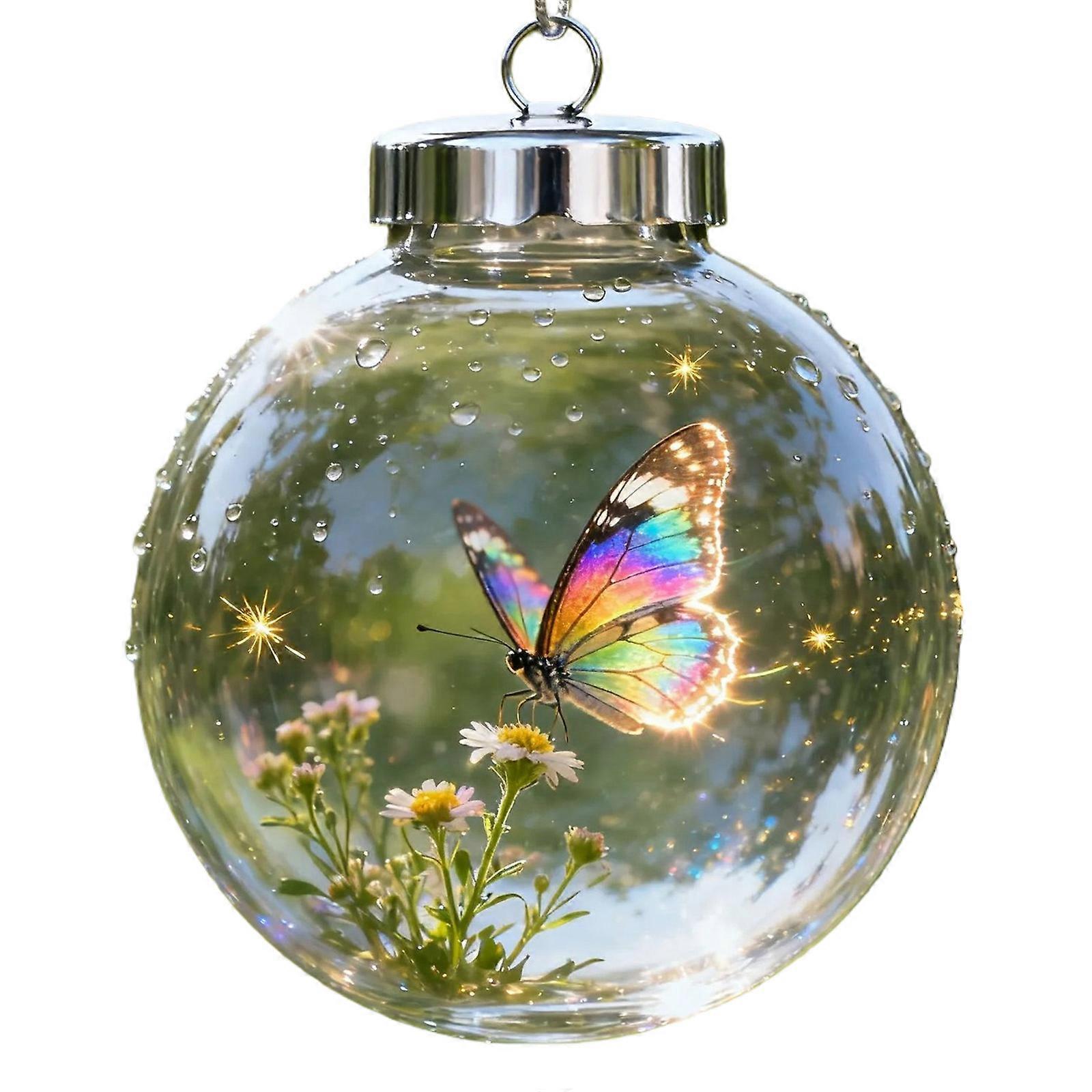 Acrylic Nature Bird Pattern Christmas Baubles Clear Round Ball Hanging Ornament For Elegant Festives Display And Gifting Multicolor