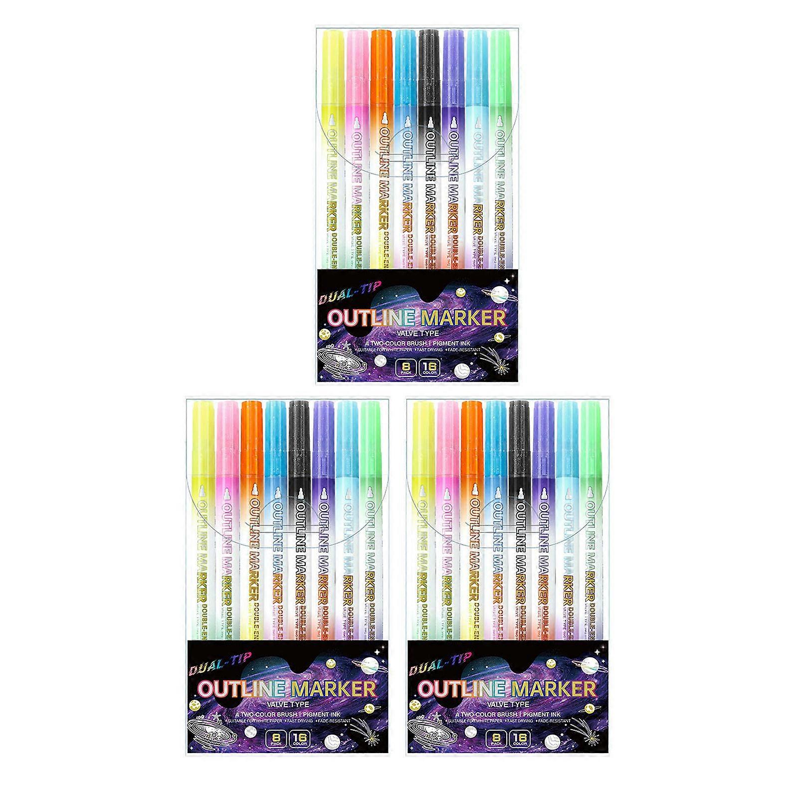 Double Sided Glitter Highlighters Vibranted Colors 0.7mm Tip For Note Journals Art Projects Portable Study Work Supplies Multicolor