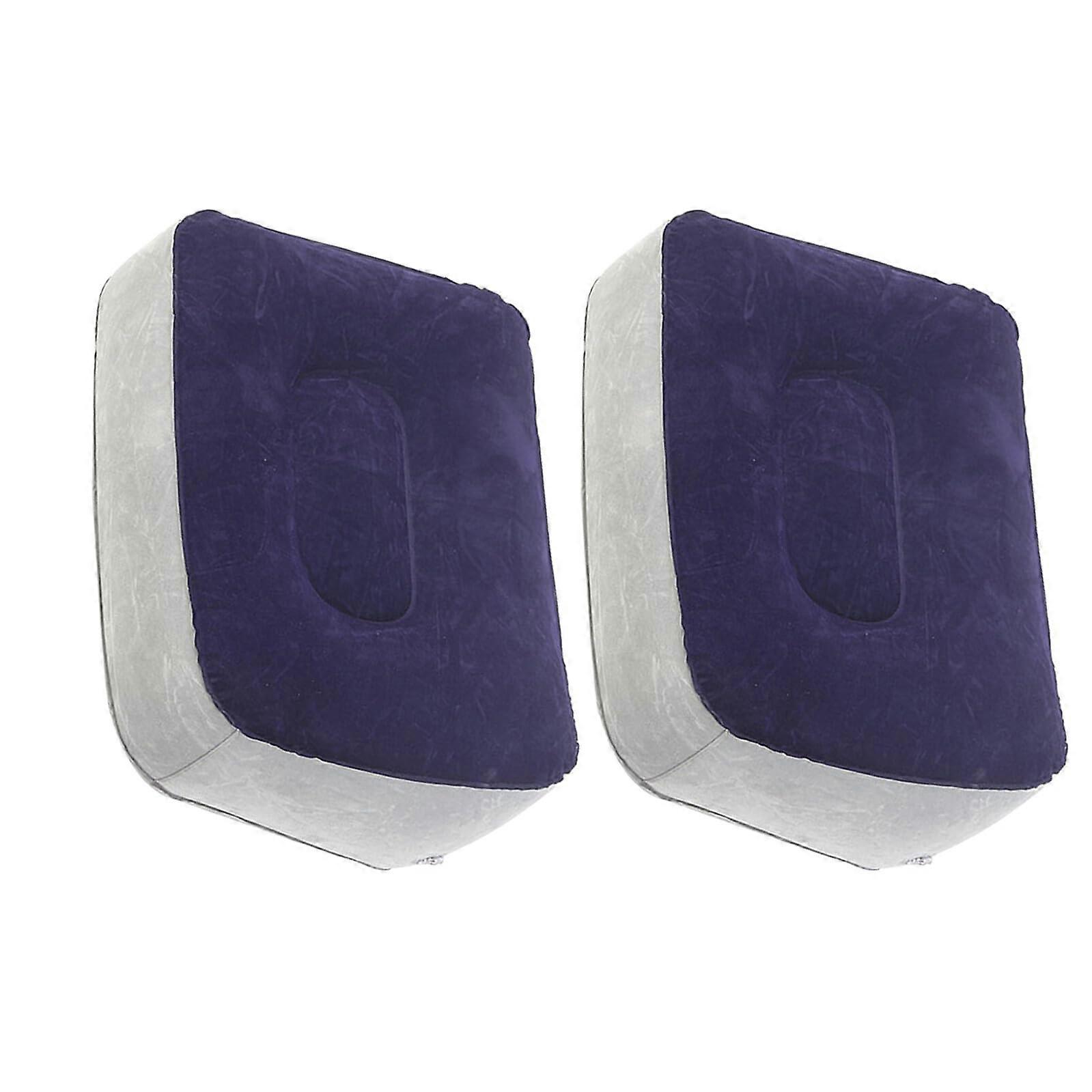 2 Pack Inflatable Footrest Pillow with Folding Pad for Airplane Travel, Office, Car, Train Use Ergonomic Leg Support