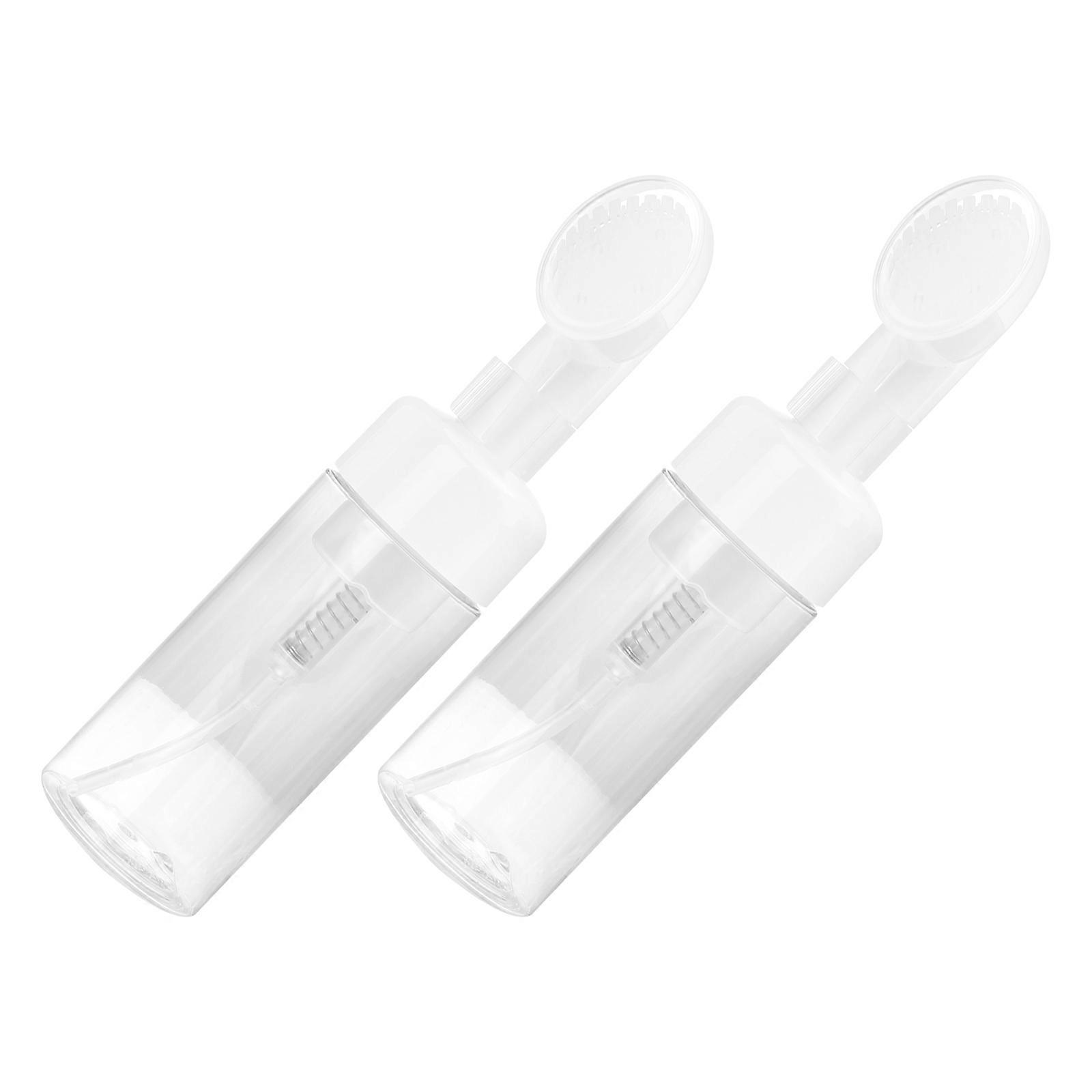 Foaming Bottle Portable Transparent Plastic Brush Foaming Sub Bottle 2Pcs