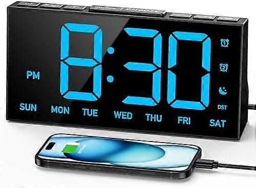 Digital Alarm Clocks for Bedrooms, Digital Clock with 4 Level Brightness +OFF, Dual Customizable Alarms, USB Port, Power-Off Memory, Snooze, DST, 12/2